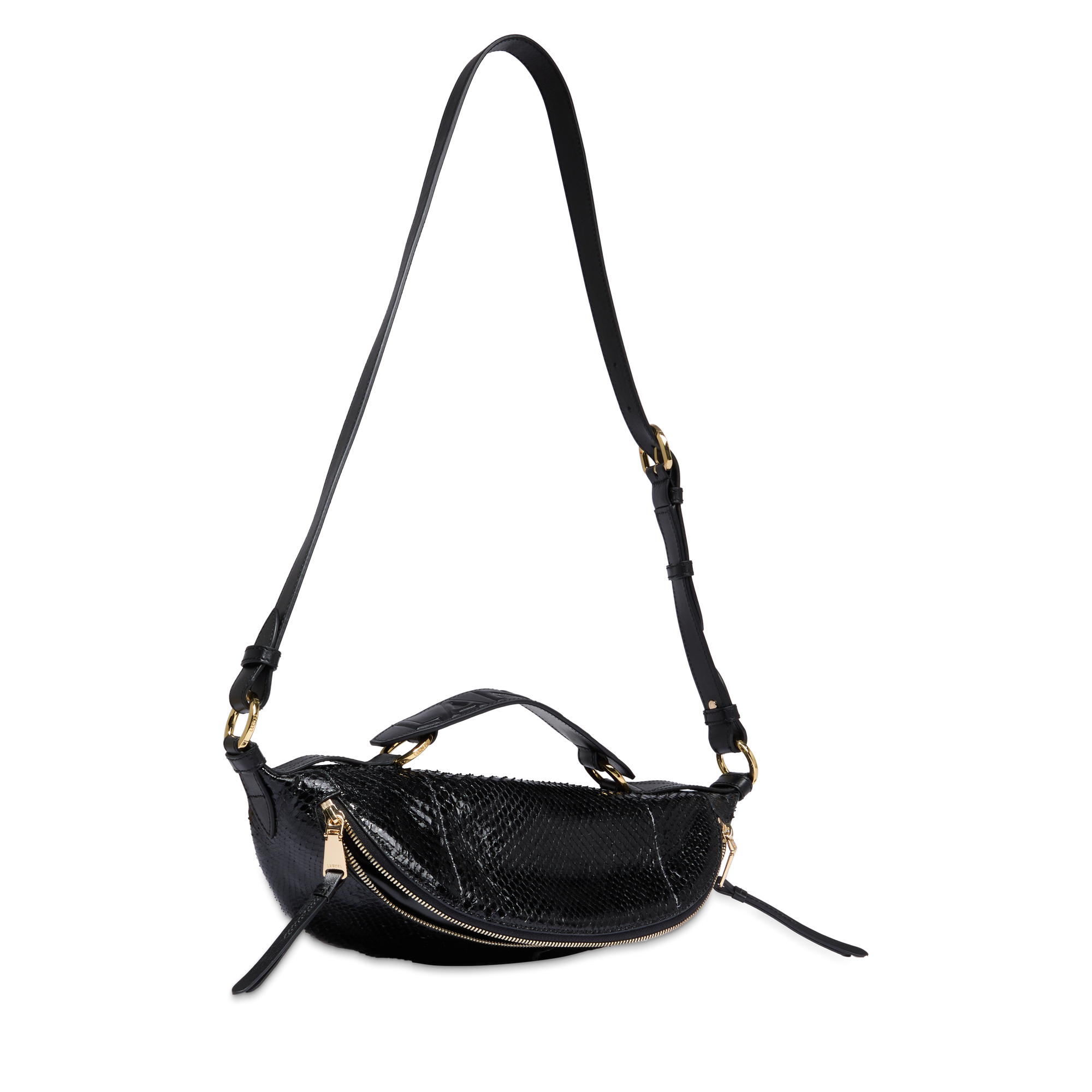 Sac origami porté croisé noir en python et cuir de vachette LANCEL Noir