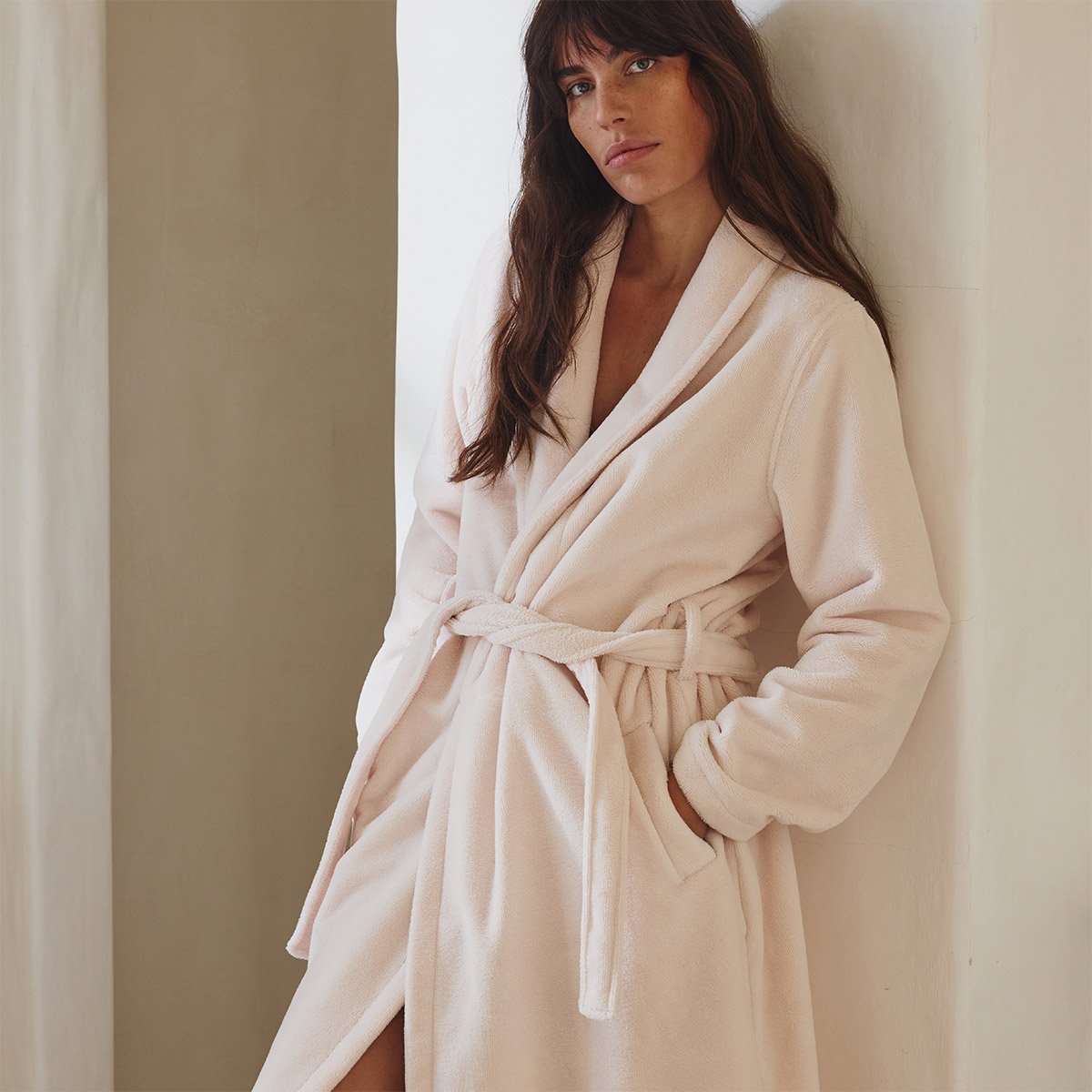 Peignoir long en polaire, decembre DESFORGES Rose