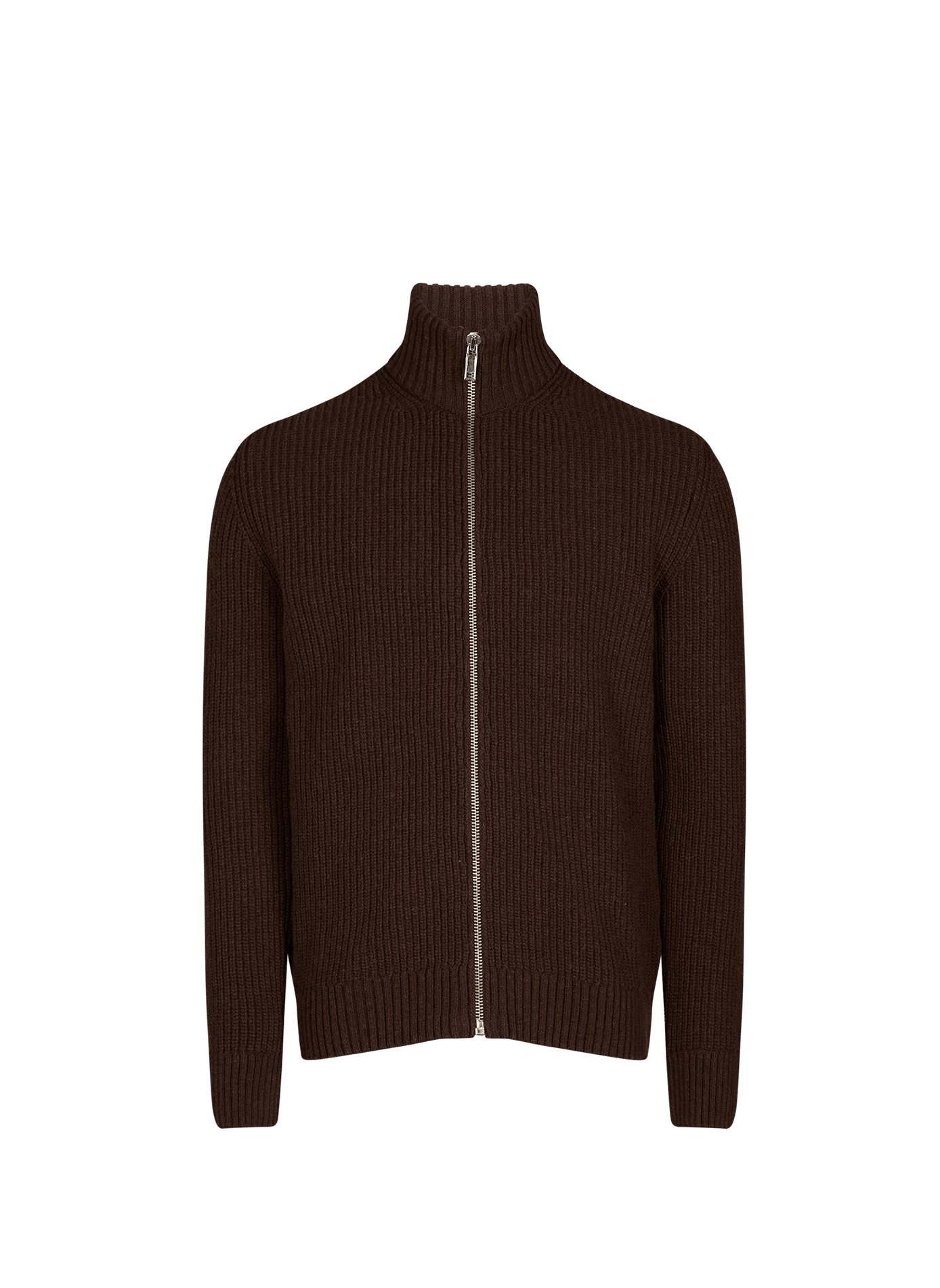 Cardigan maille Gefil à col montant en laine mélangée AU PRINTEMPS PARIS Marron