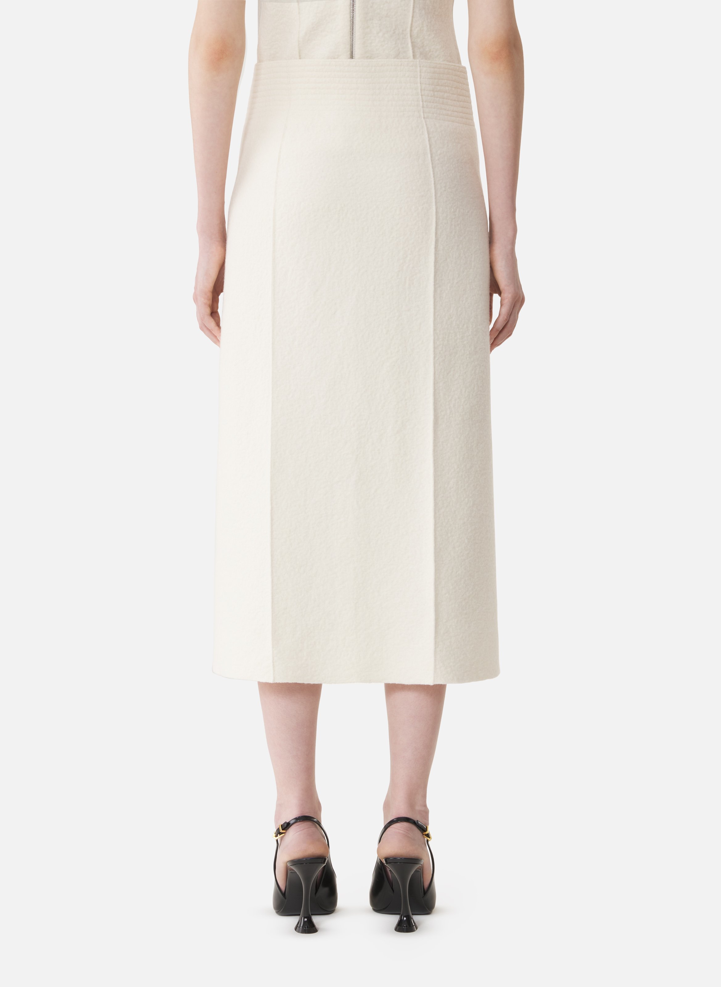 Jupe à franges en maille de coton LANVIN Blanc