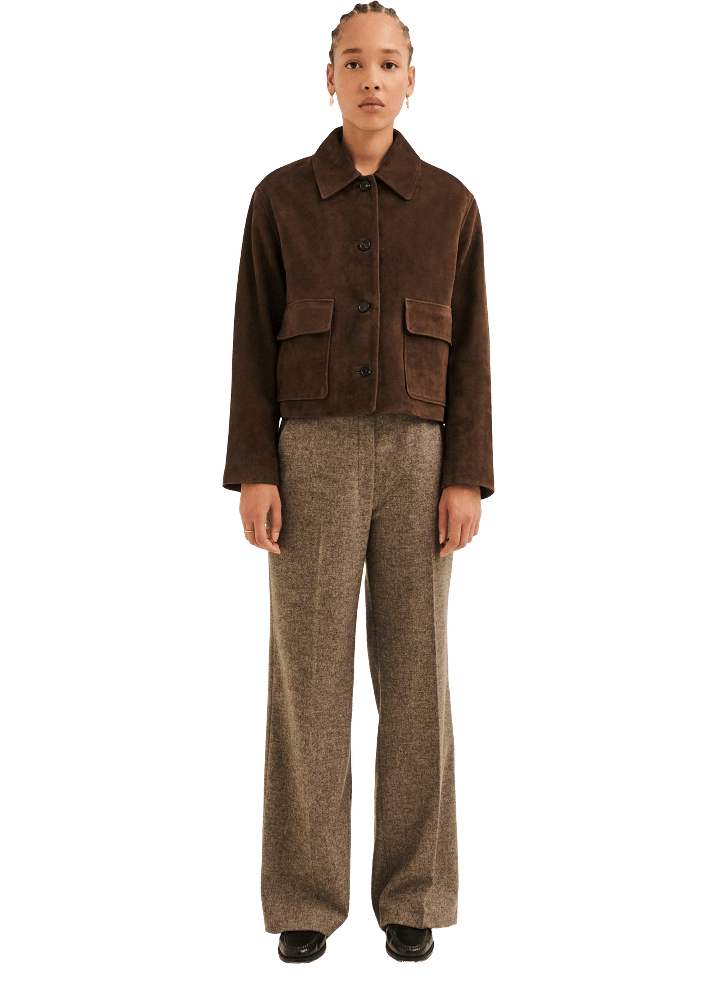 Veste courte en cuir velours - pilar PABLO Marron