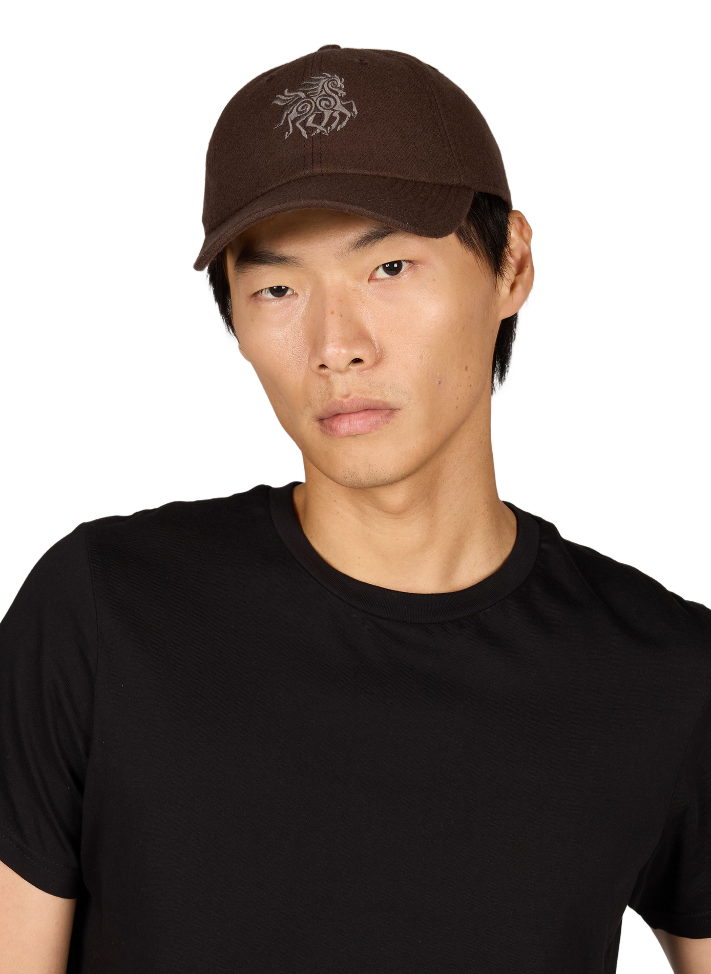 Cap with embroidered logo in wool RANRA Brown
