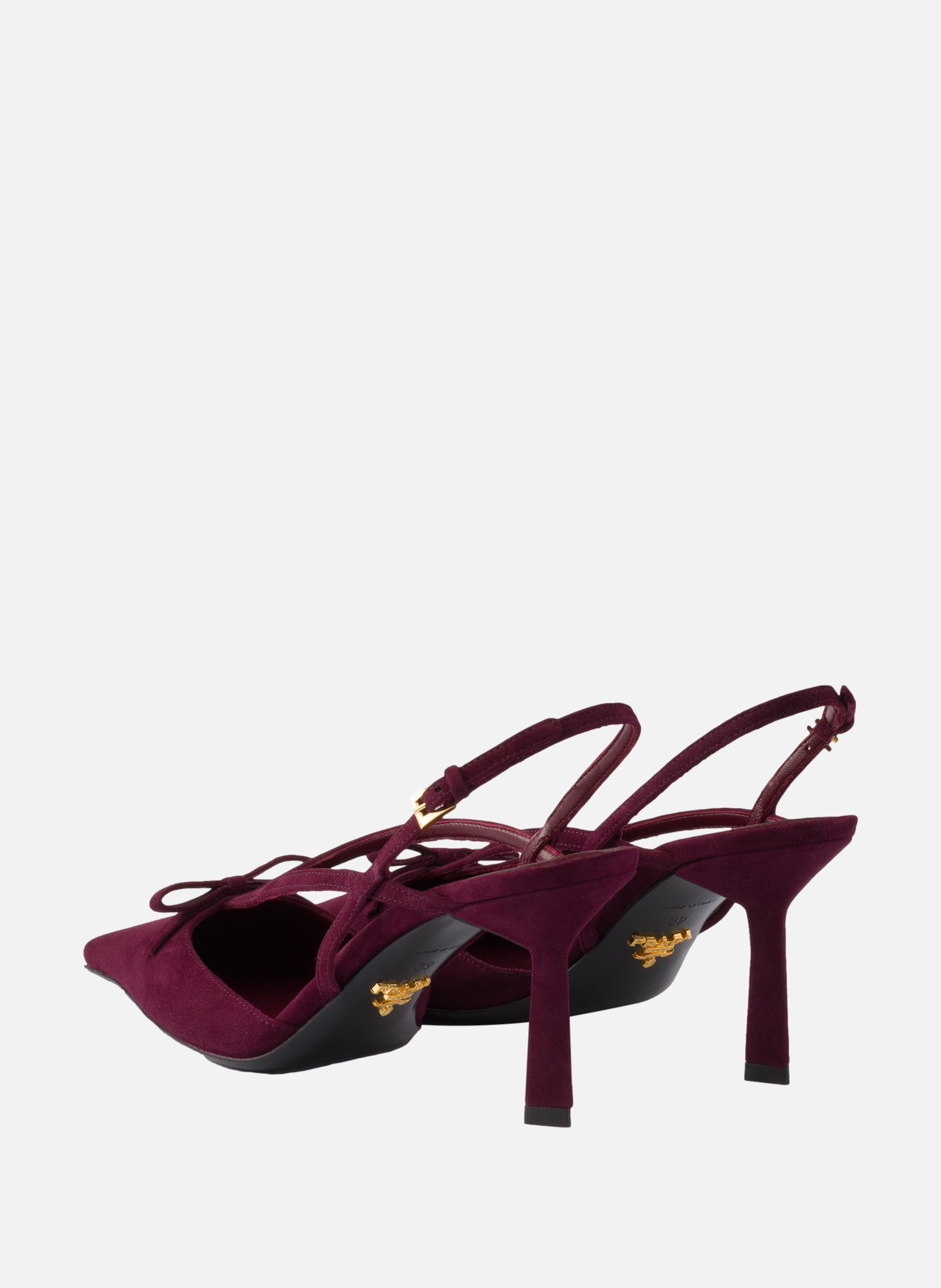 Escarpins à bride arrière en veau velours PRADA Rouge