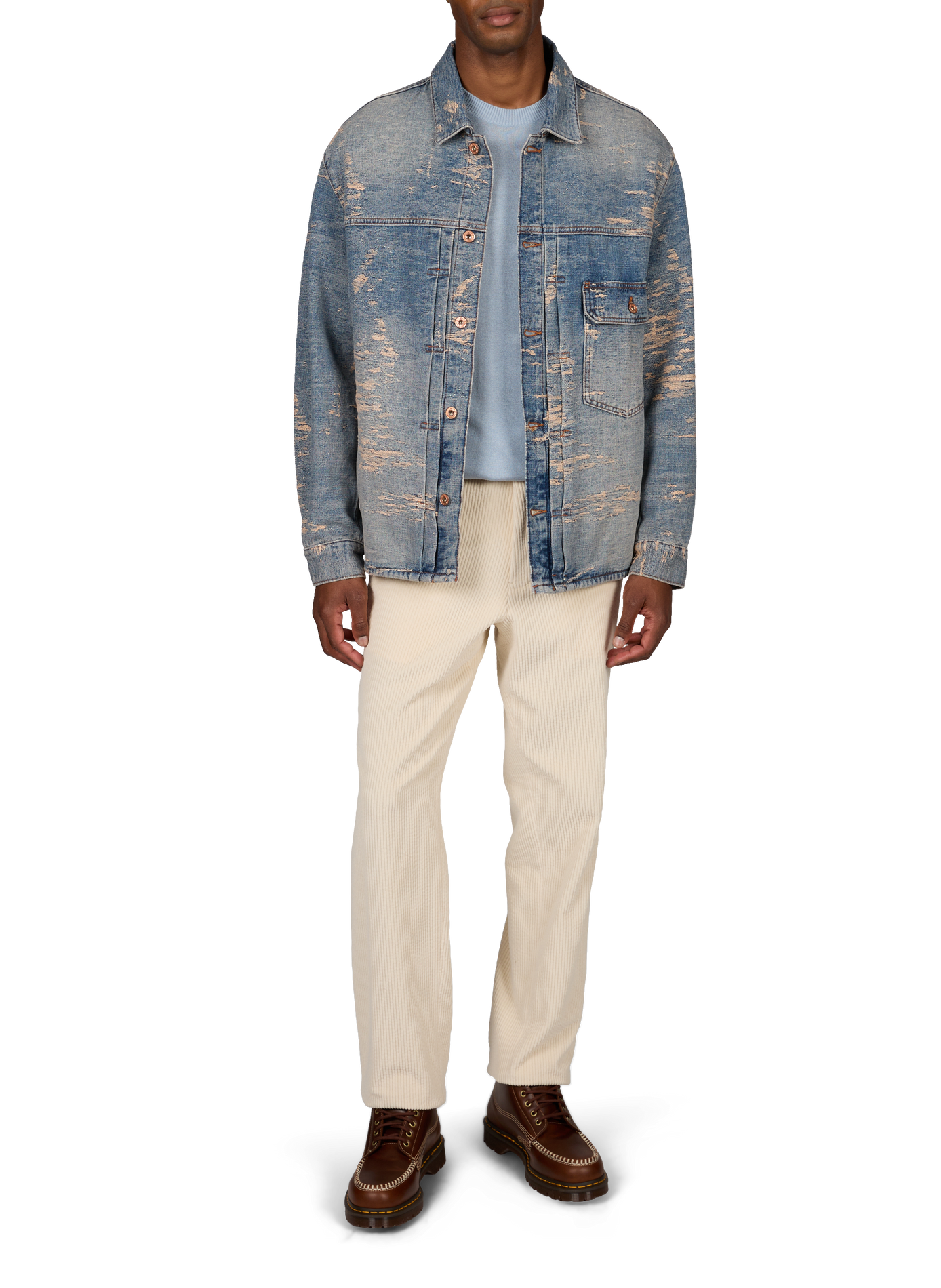 Rechte jeansjack van katoen EMPORIO ARMANI Blauw