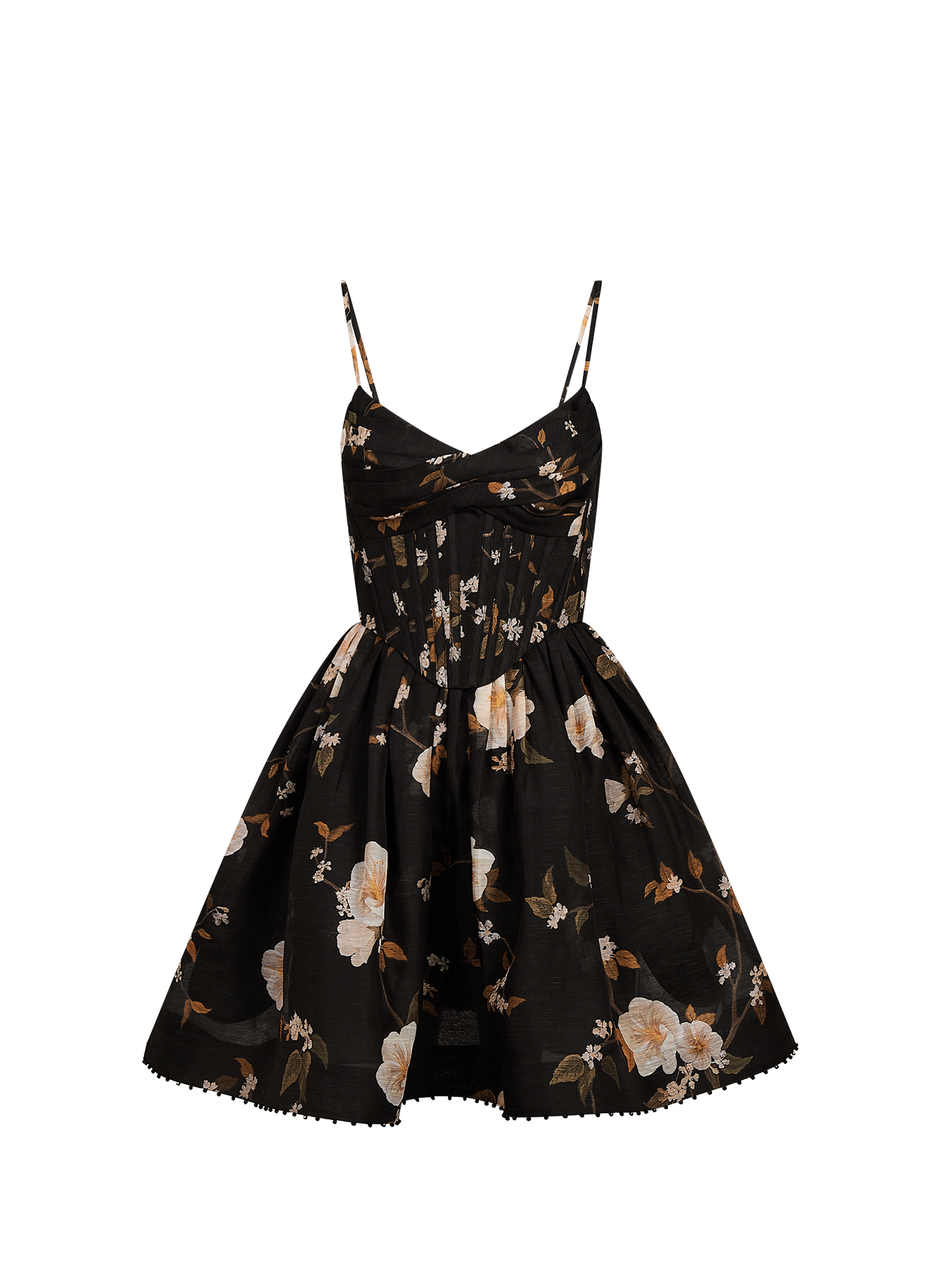 Mini robe corset Ascent en lin et soie ZIMMERMANN Schwarz