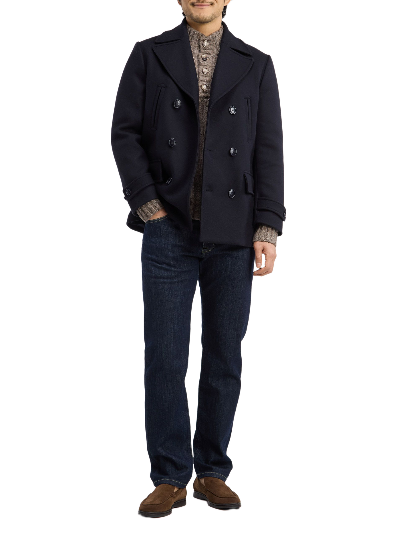 Manteau col tailleur en laine mélangée EDEN PARK Blauw