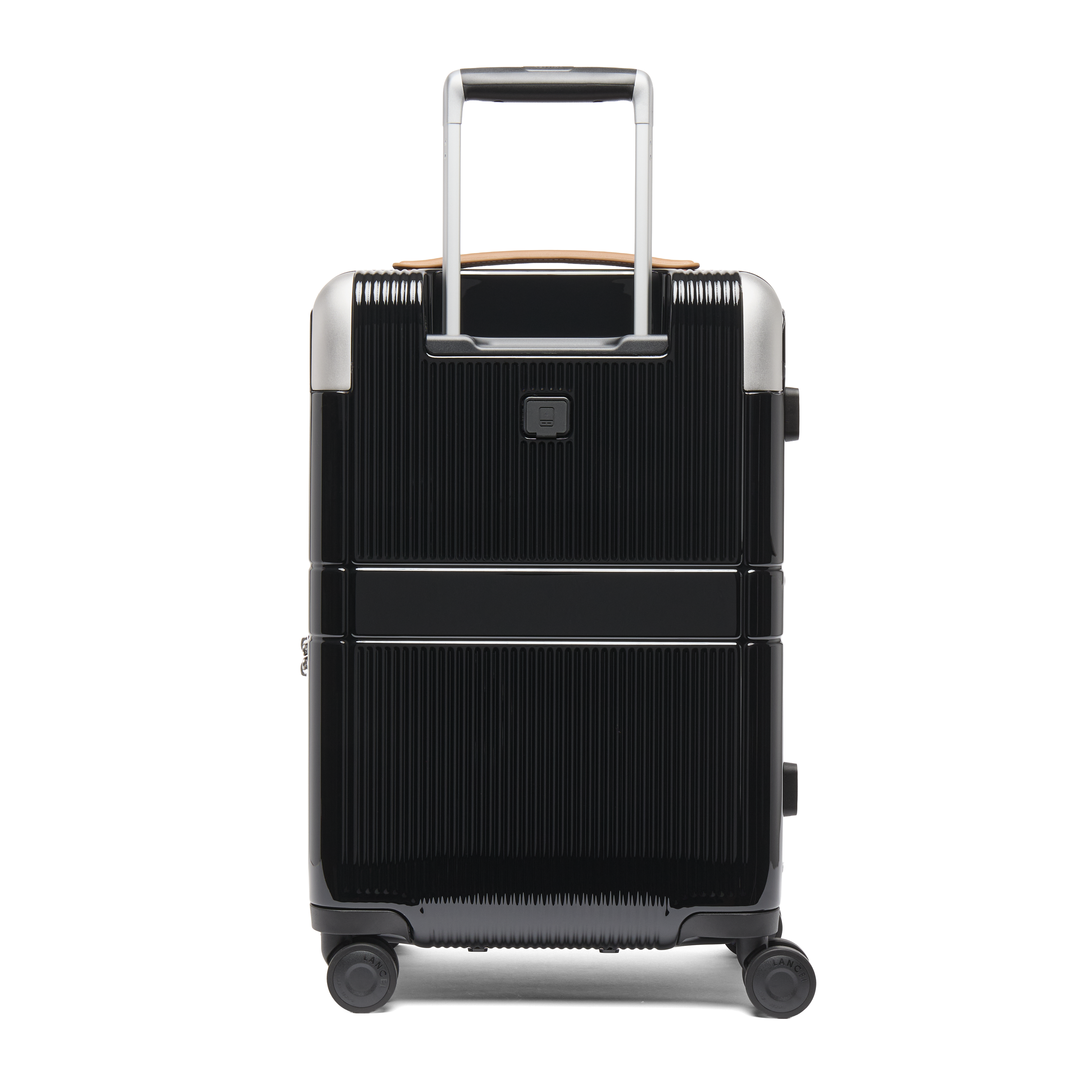 Handbagage met 4 wielen, uitbreidbare rits, met het Lancel-embleem van polycarbonaat en leer. LANCEL Zwart