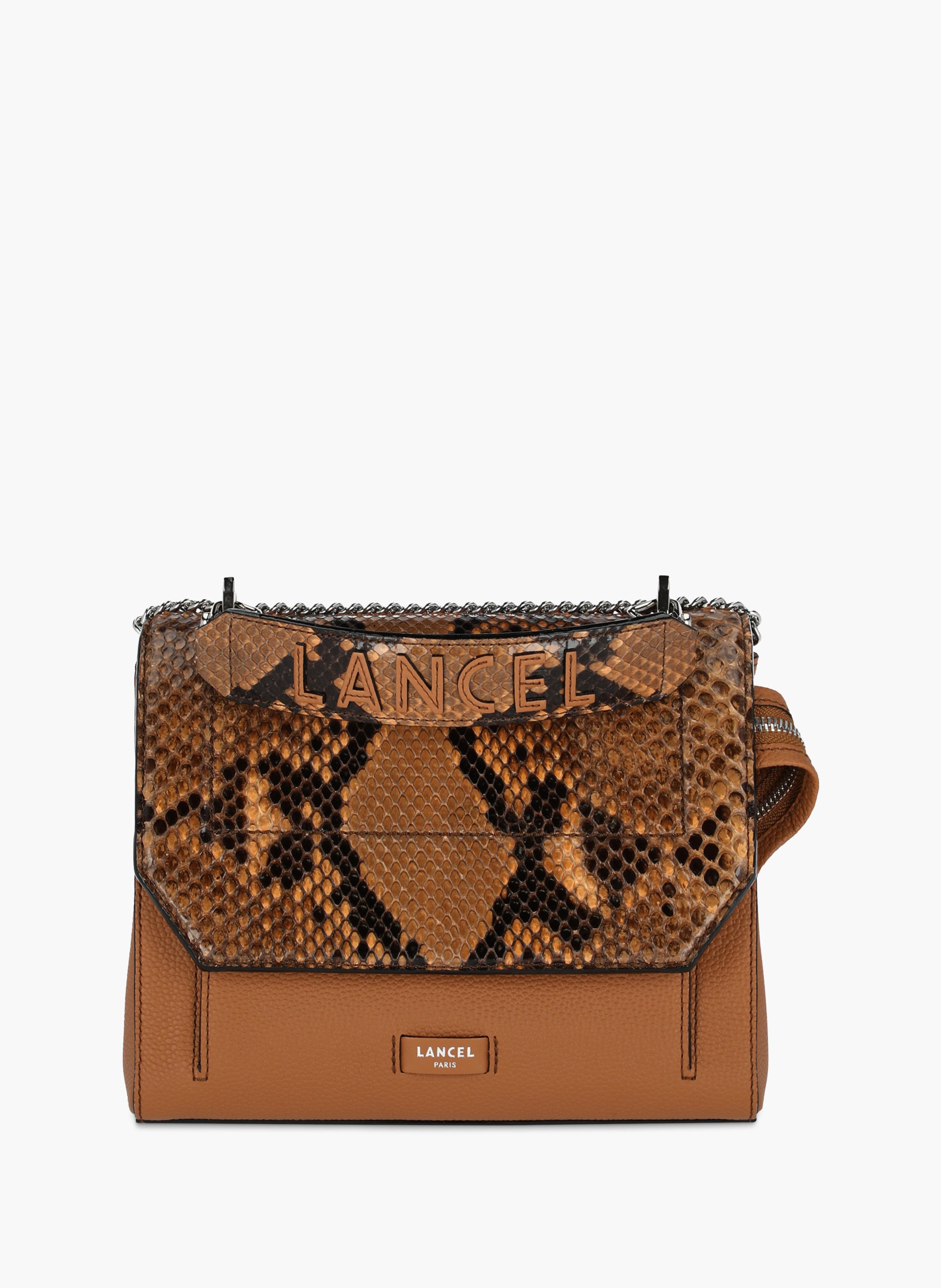 Lancel Ninon crossbody bag in grained cowhide leather & python LANCEL Beige