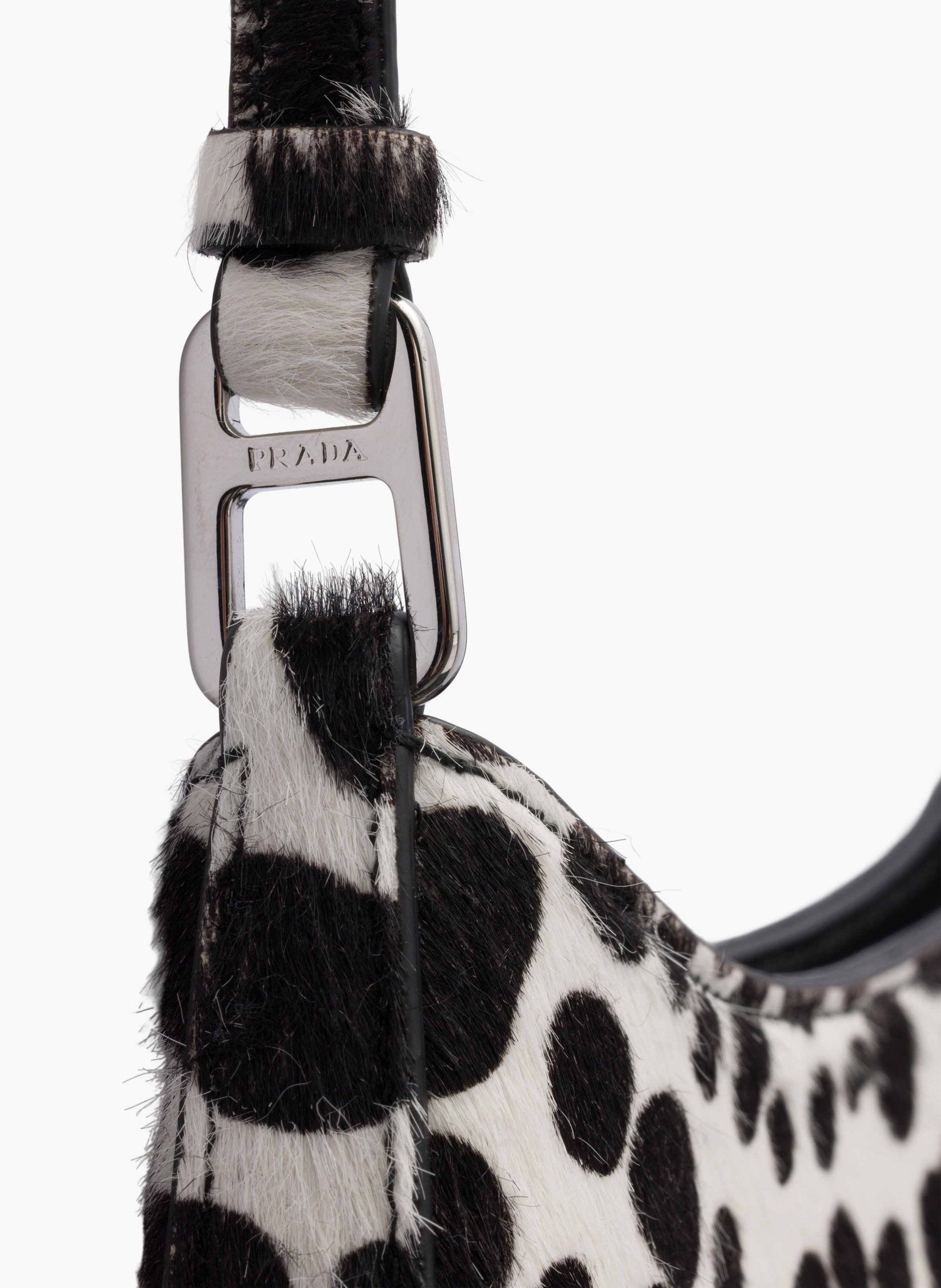 Sac porté épaule prada cleo en veau imprimé PRADA Blanc