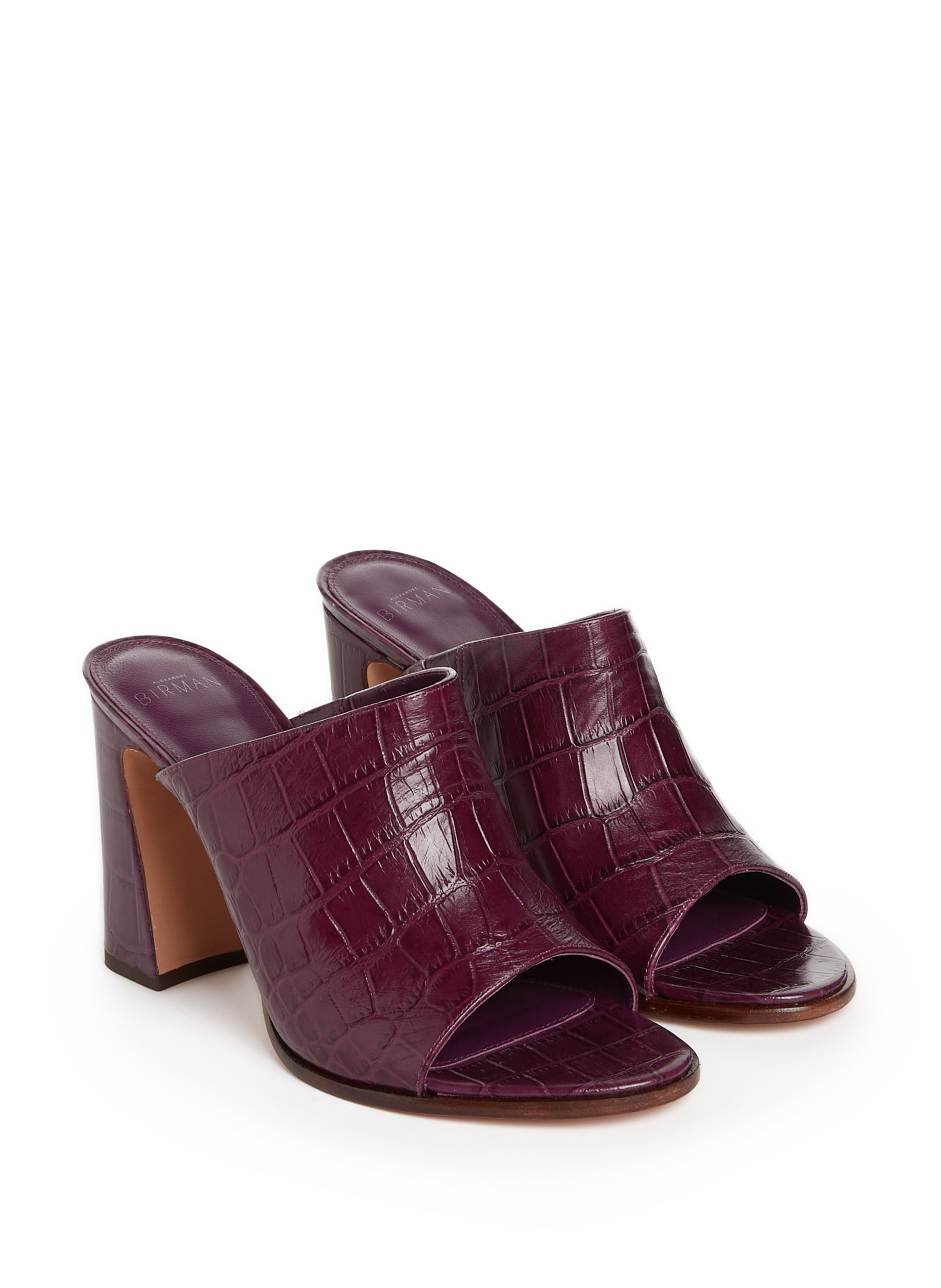 Mules à talon effet croco