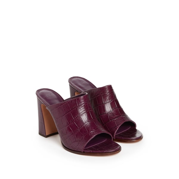 Mules à talon effet croco