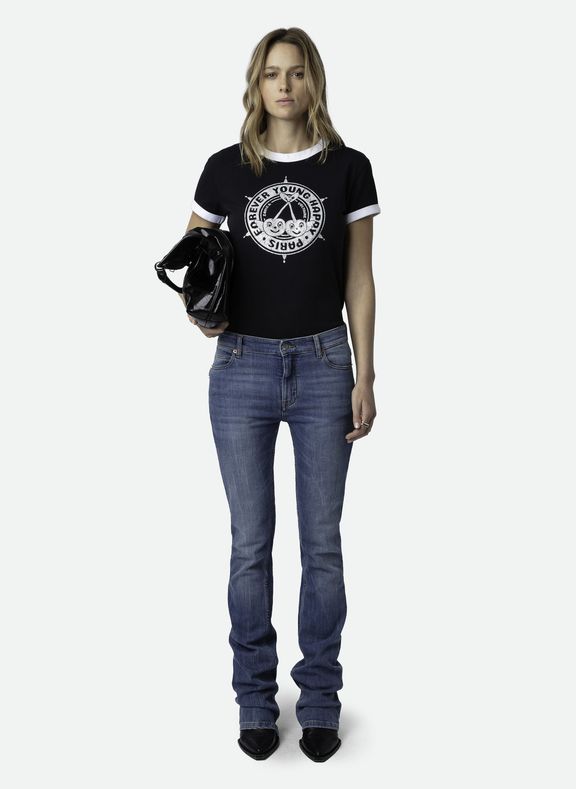 ZADIG&VOLTAIRE Tee-shirt manches courtes imprimé en coton bio walk Noir