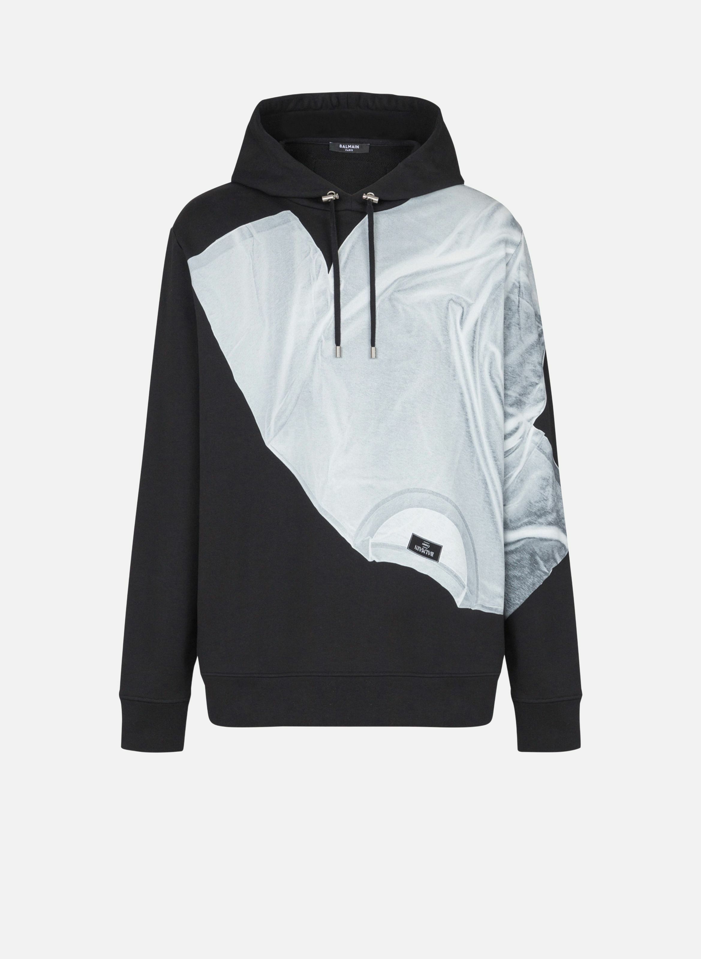 Hoodie imprimé trompe-l'œil t-shirt BALMAIN Noir