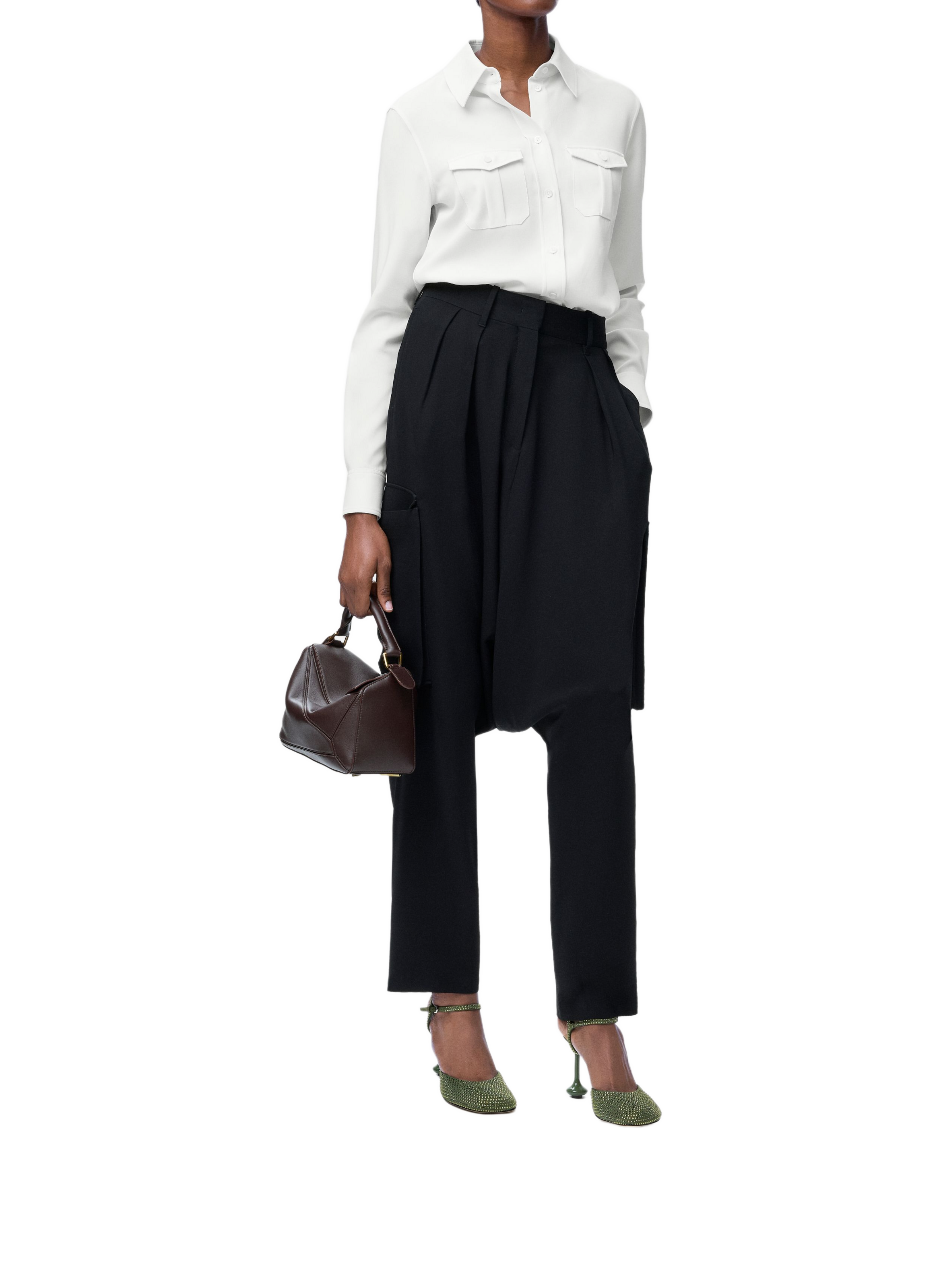 Straight-cut cotton shirt with classic collar LOEWE White