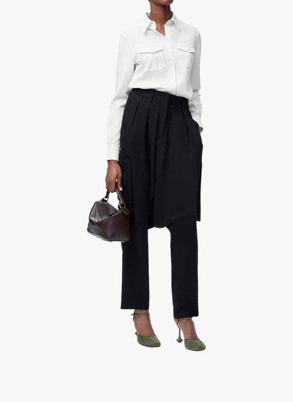 Straight-cut cotton shirt with classic collar | White by LOEWE Straight-cut cotton shirt with classic collar White