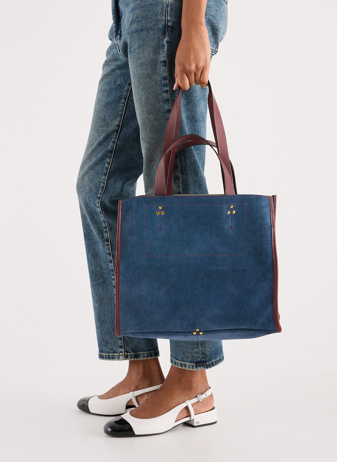 Sac cabas Léon M en croûte de cuir JÉRÔME DREYFUSS Bleu