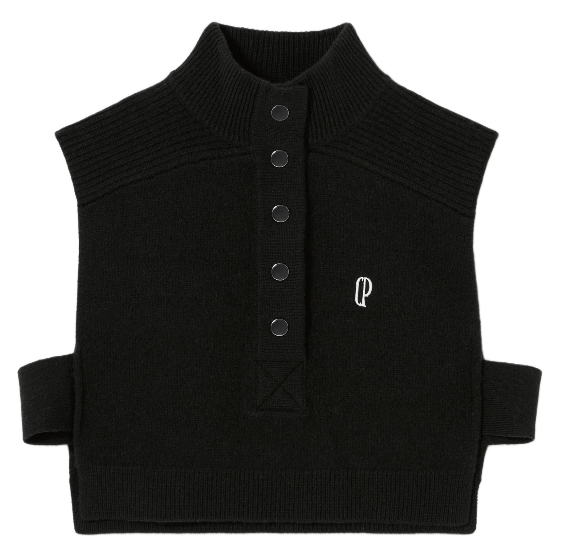 Pull col montant en laine mimu Noir