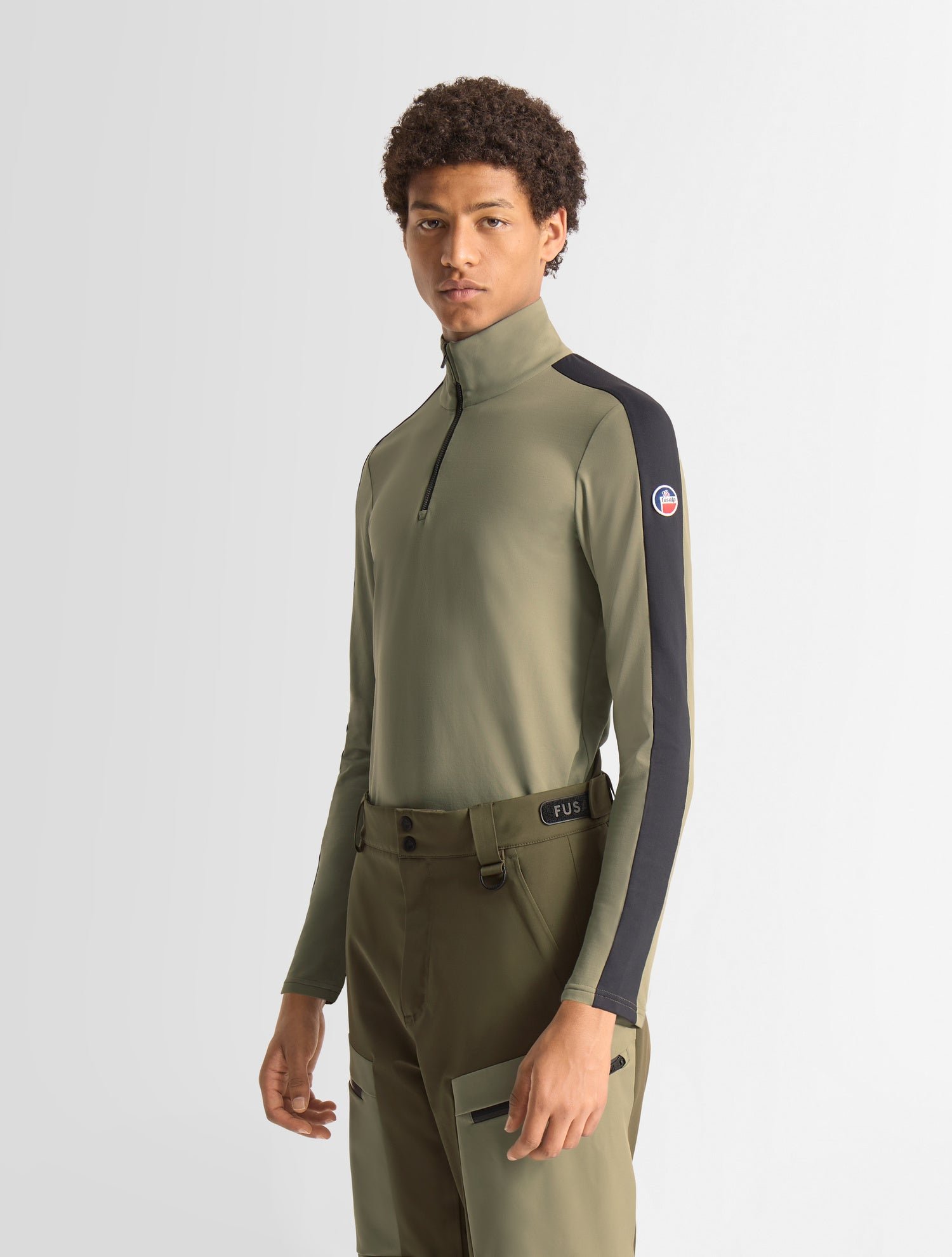 Sous pull de ski alpille col montant coupe ajustée FUSALP Kaki