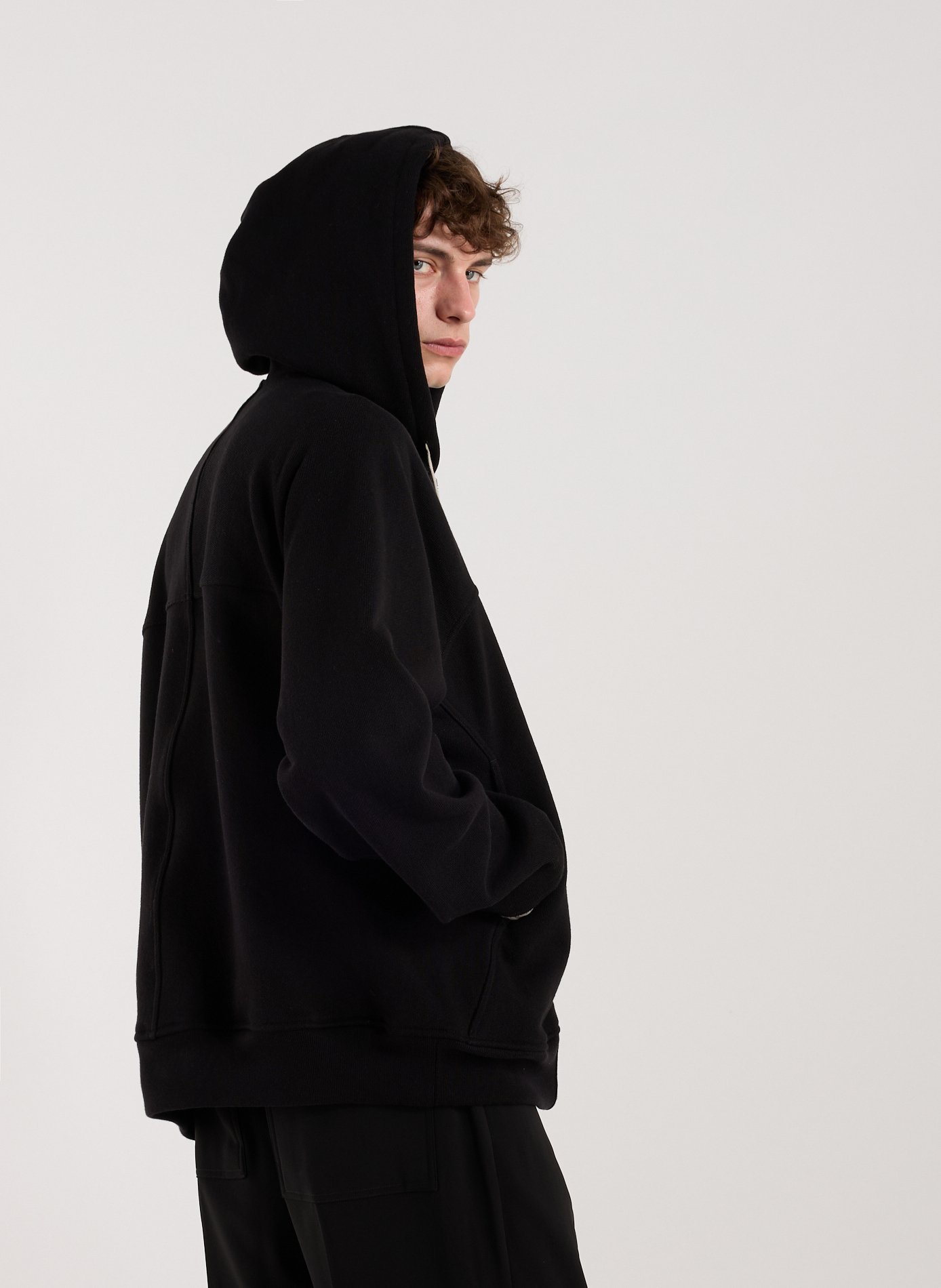 Cotton and nylon hoodie with zip RICK OWENS Black