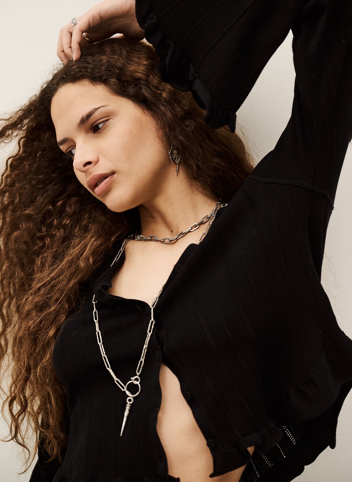 Cardigan droit col rond en coton vitis BA&SH Noir