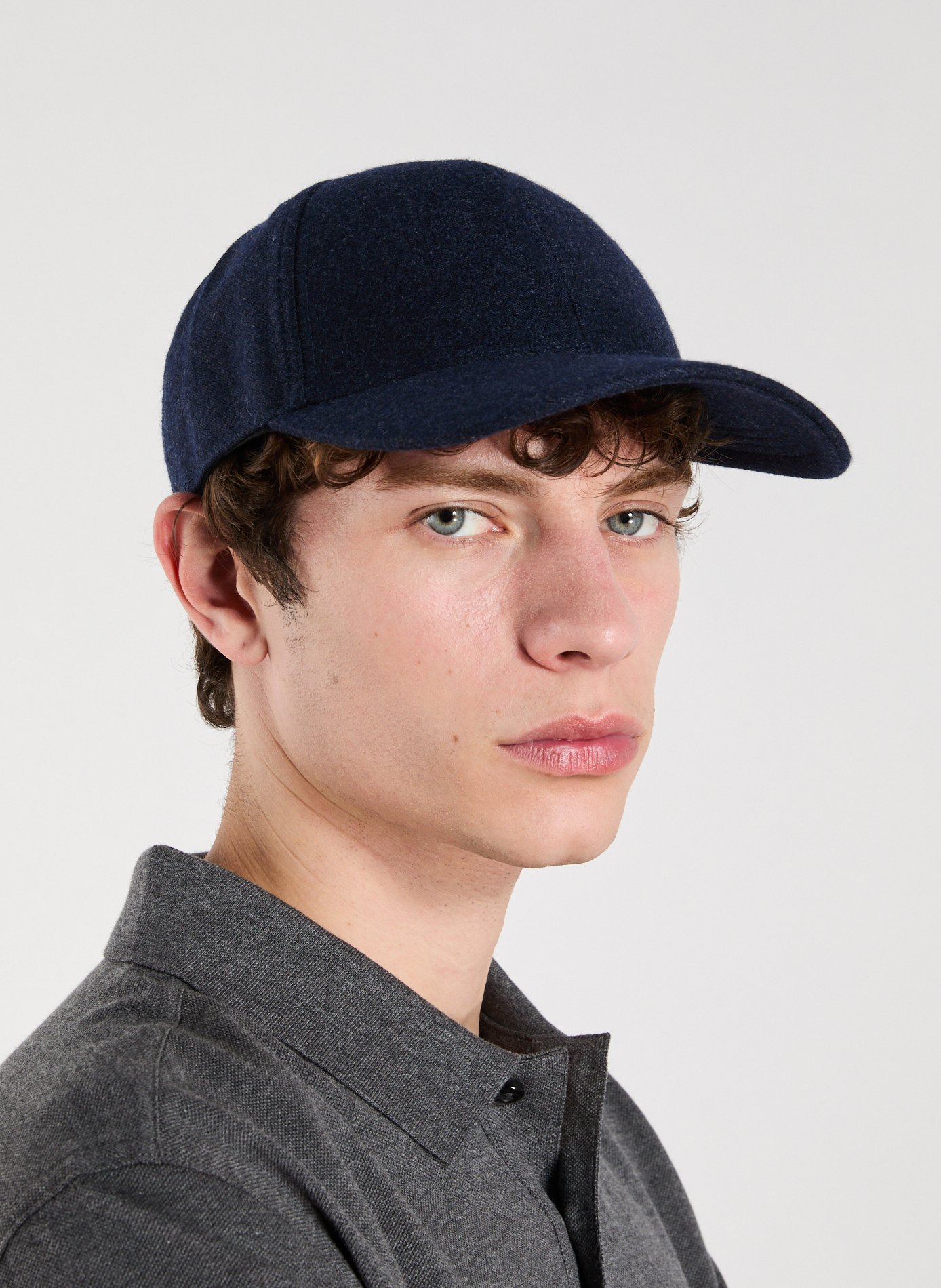 Houndstooth cashmere cap VARSITY Blue