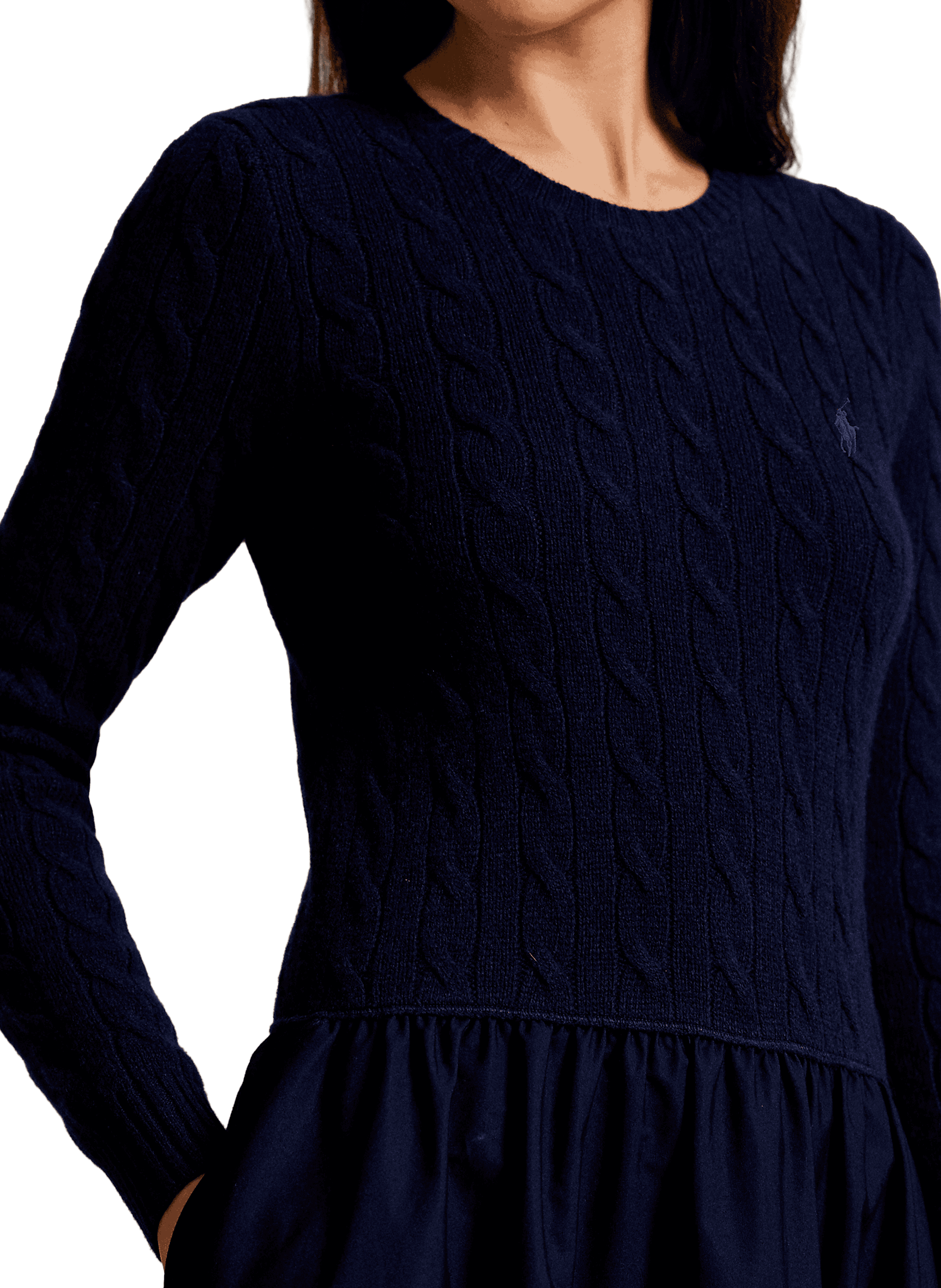 Midi wool and cashmere bi-material dress POLO RALPH LAUREN Blue