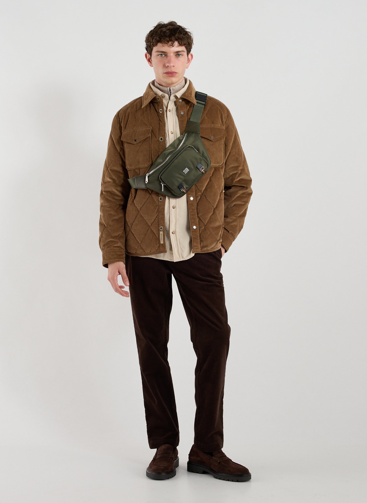 Classic collar cotton overshirt WOOLRICH Brown