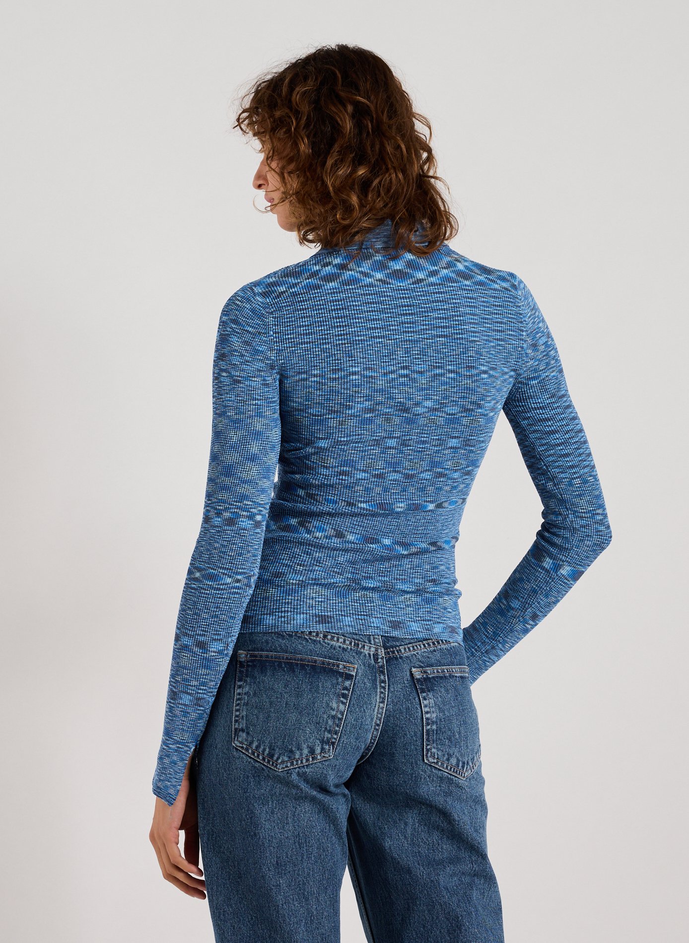 Printed long-sleeve polo GANNI Blue