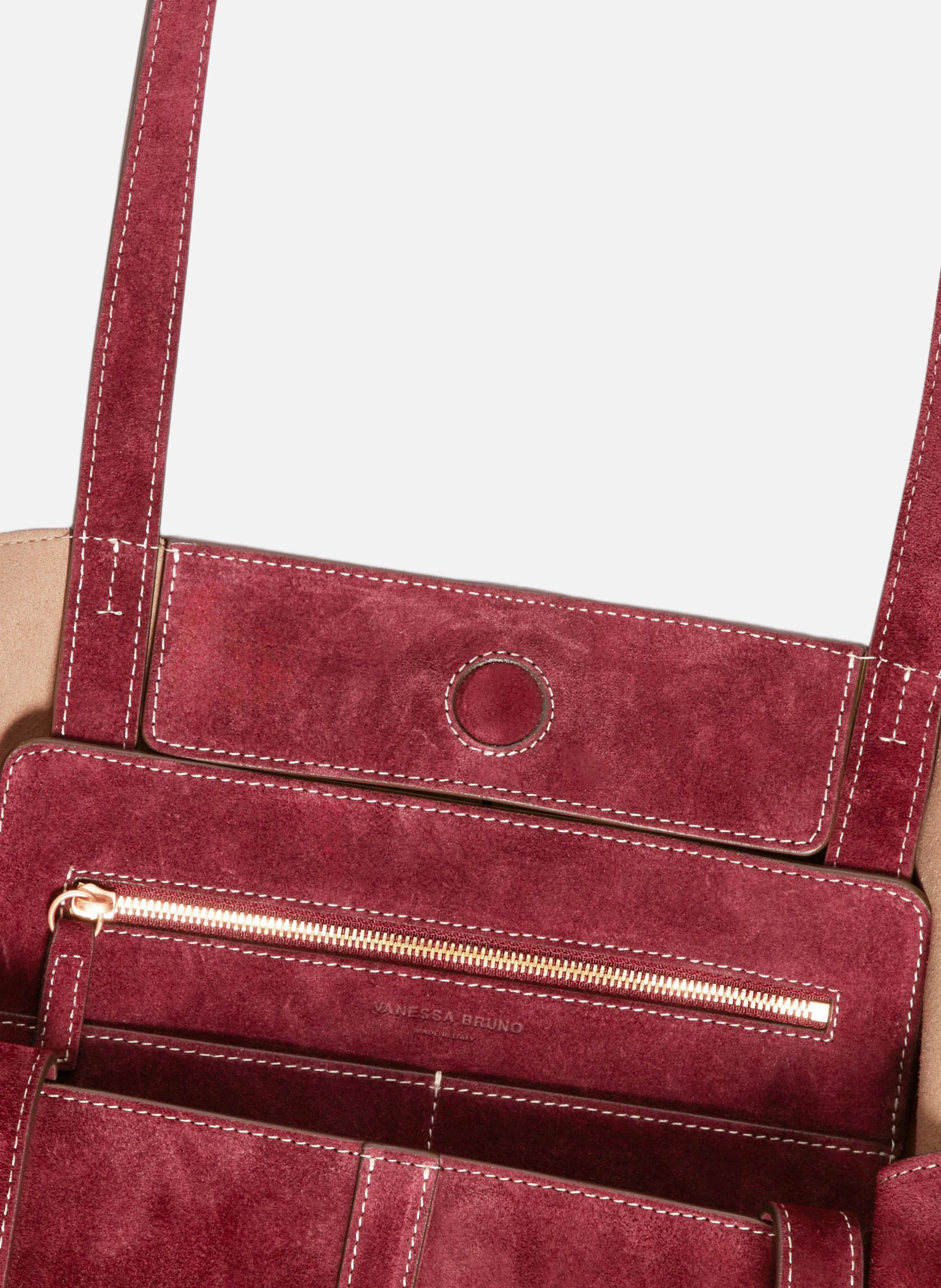 Grand cabas daily en cuir velours VANESSA BRUNO Rouge