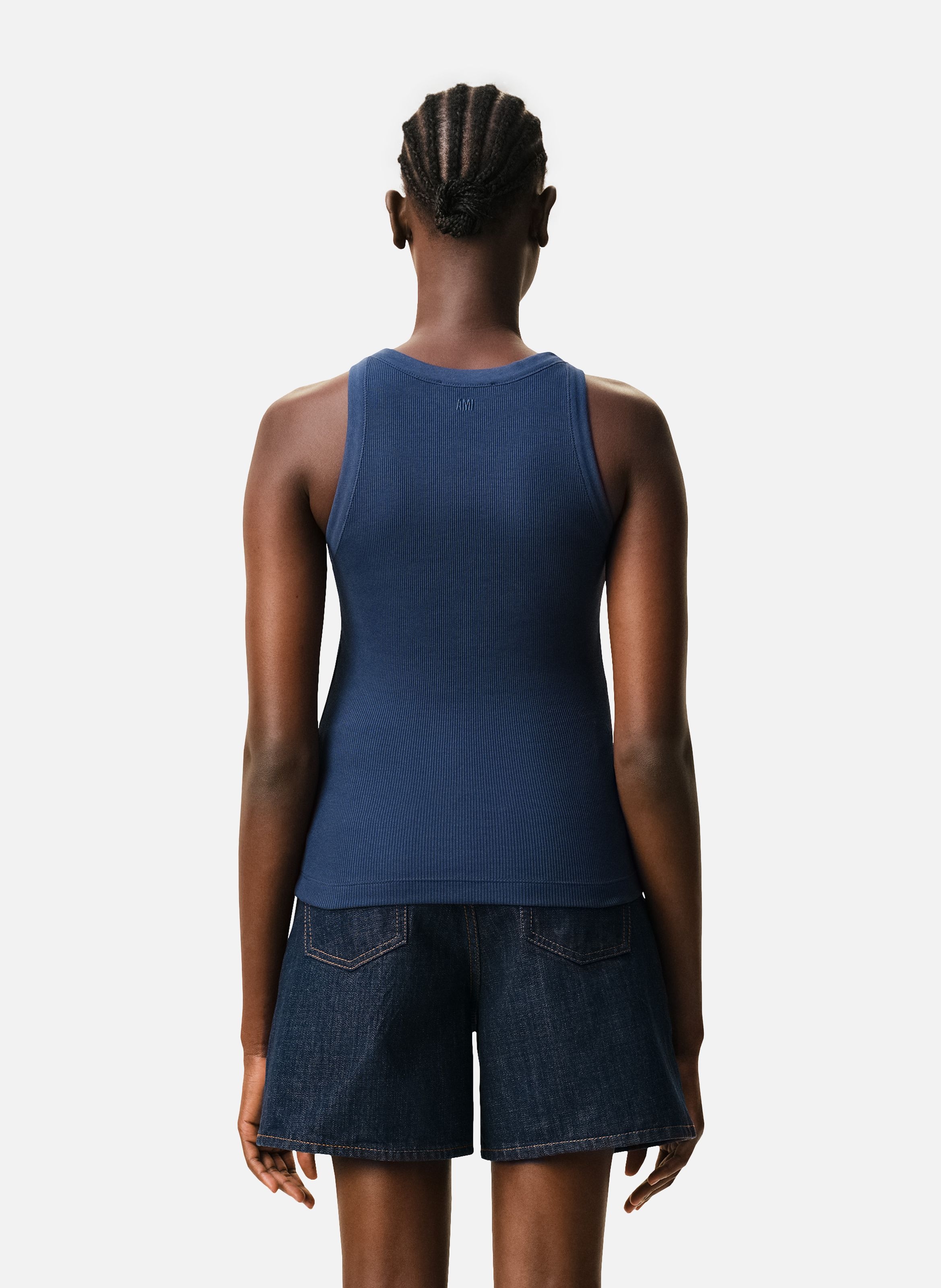 Debardeur ami de coeur en coton AMI PARIS Bleu