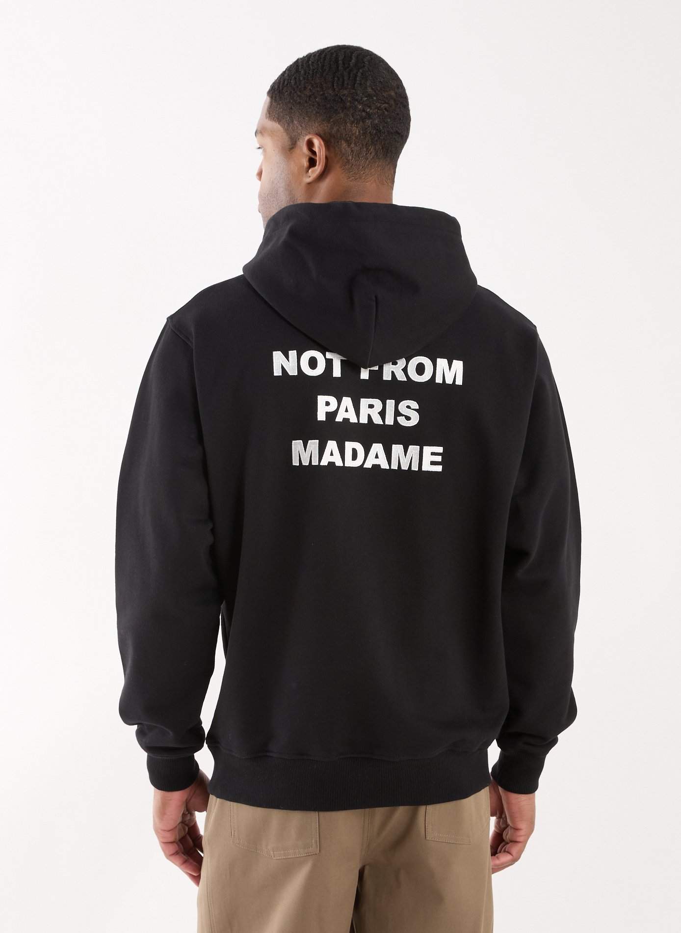 Hoodie ample Slogan en coton molleton DROLE DE MONSIEUR Noir