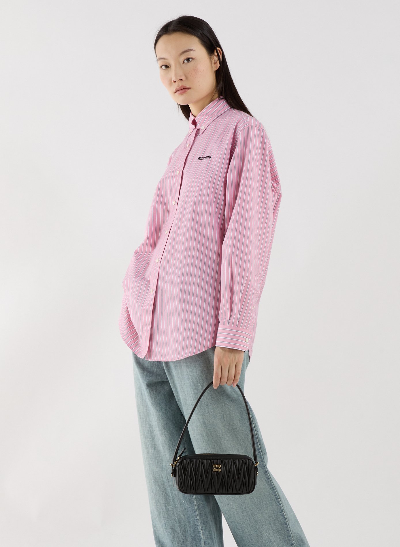 Sac épaule en cuir MIU MIU Noir