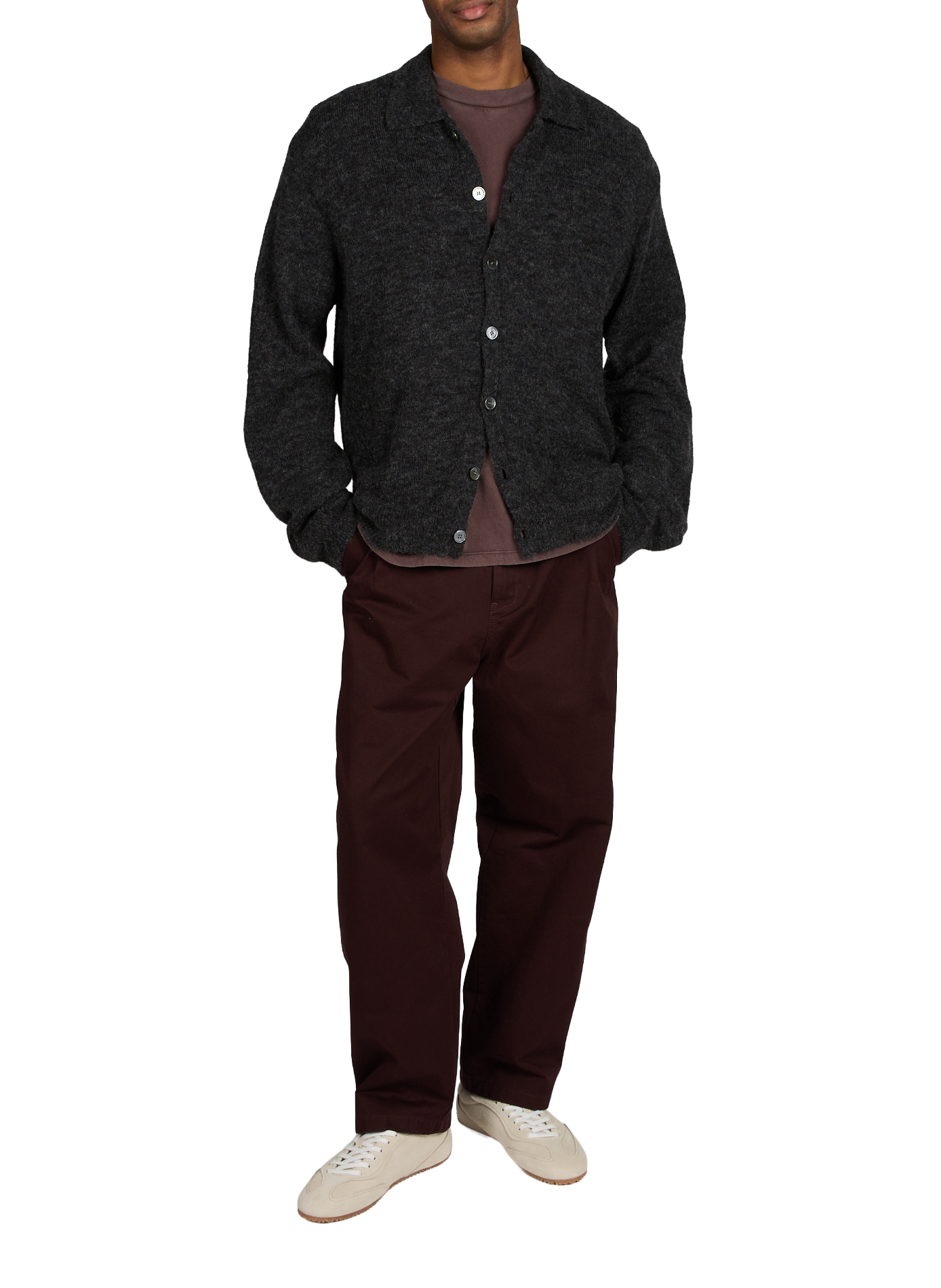 Pull boutonné à col classique en laine mélangée OUR LEGACY Noir