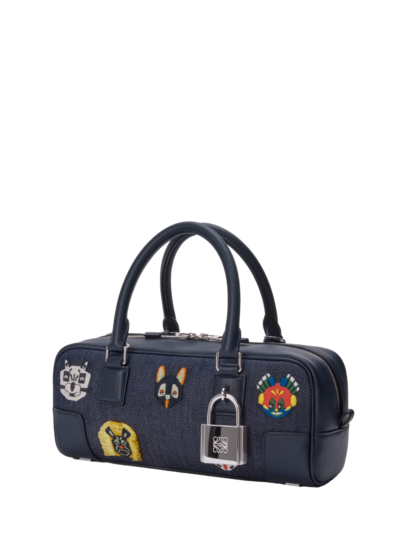 LOEWE x Louis Wain - Sac Amazona 23 Cropped Cats en denim brodé LOEWE Bleu