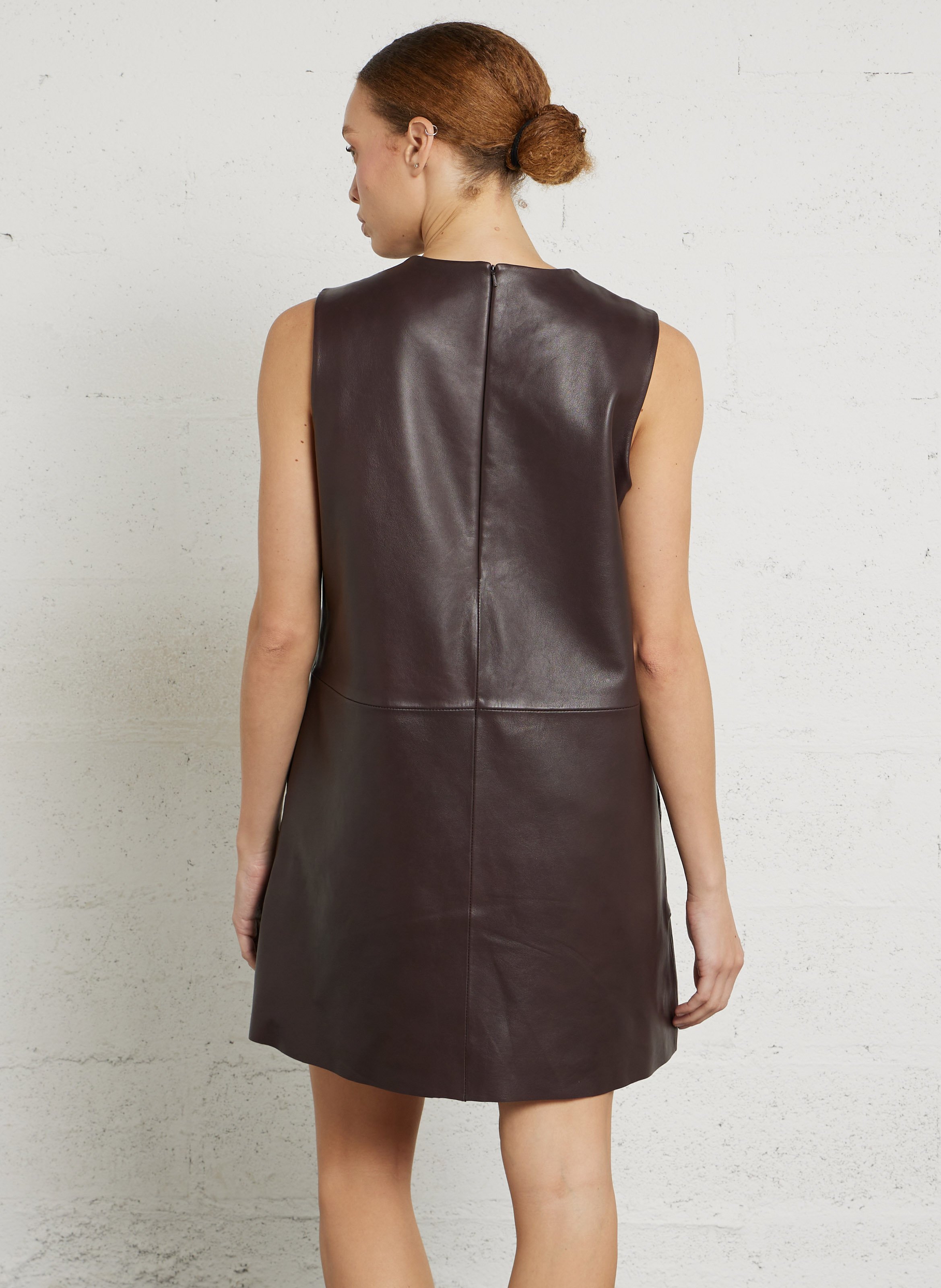 Robe courte col rond en cuir brume MAISON 123 Rouge