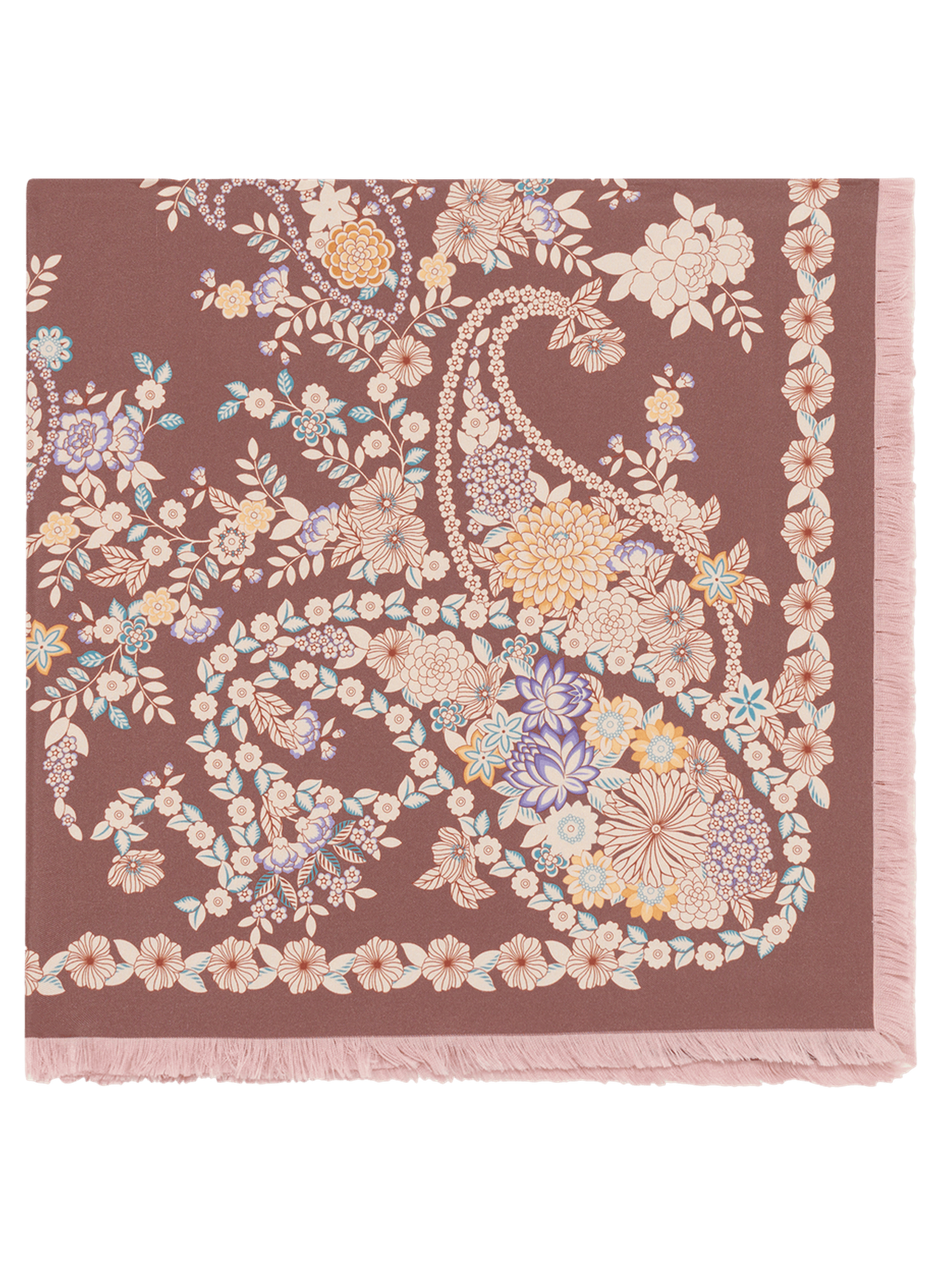 Carré imprimé floral en soie - diane GERARD DAREL Rose