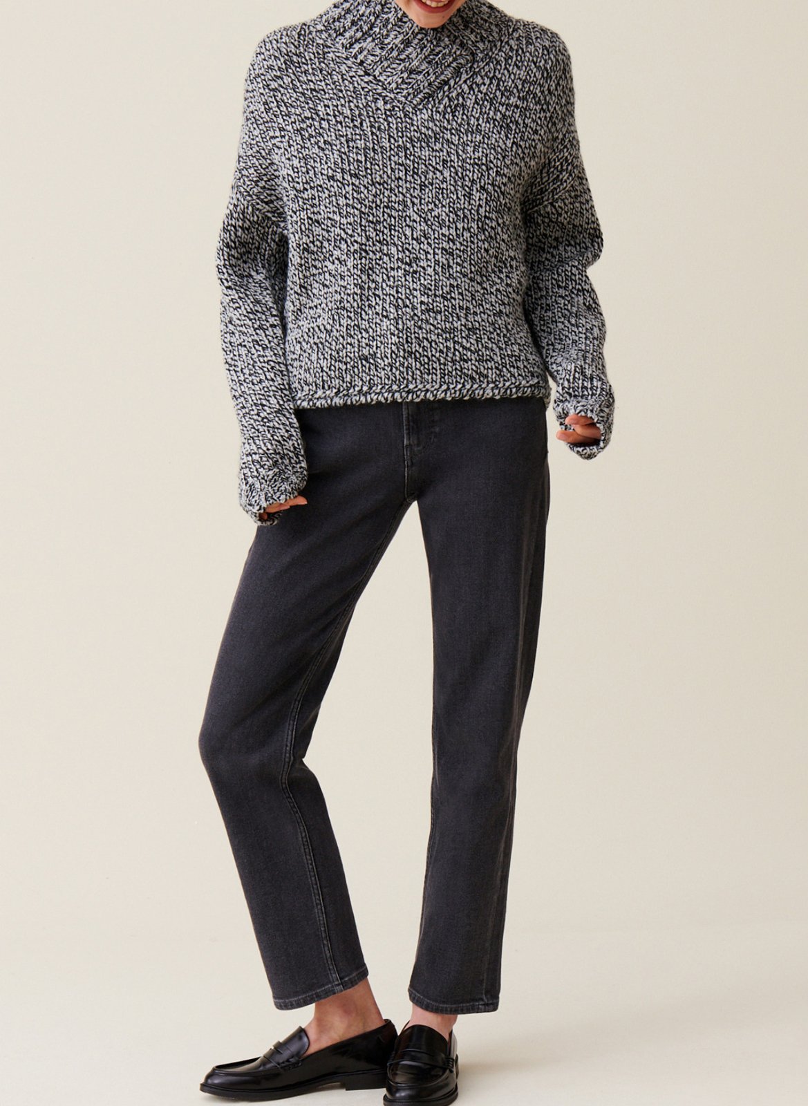 Pull grosse maille en laine mélangée CLAUDIE PIERLOT Gris