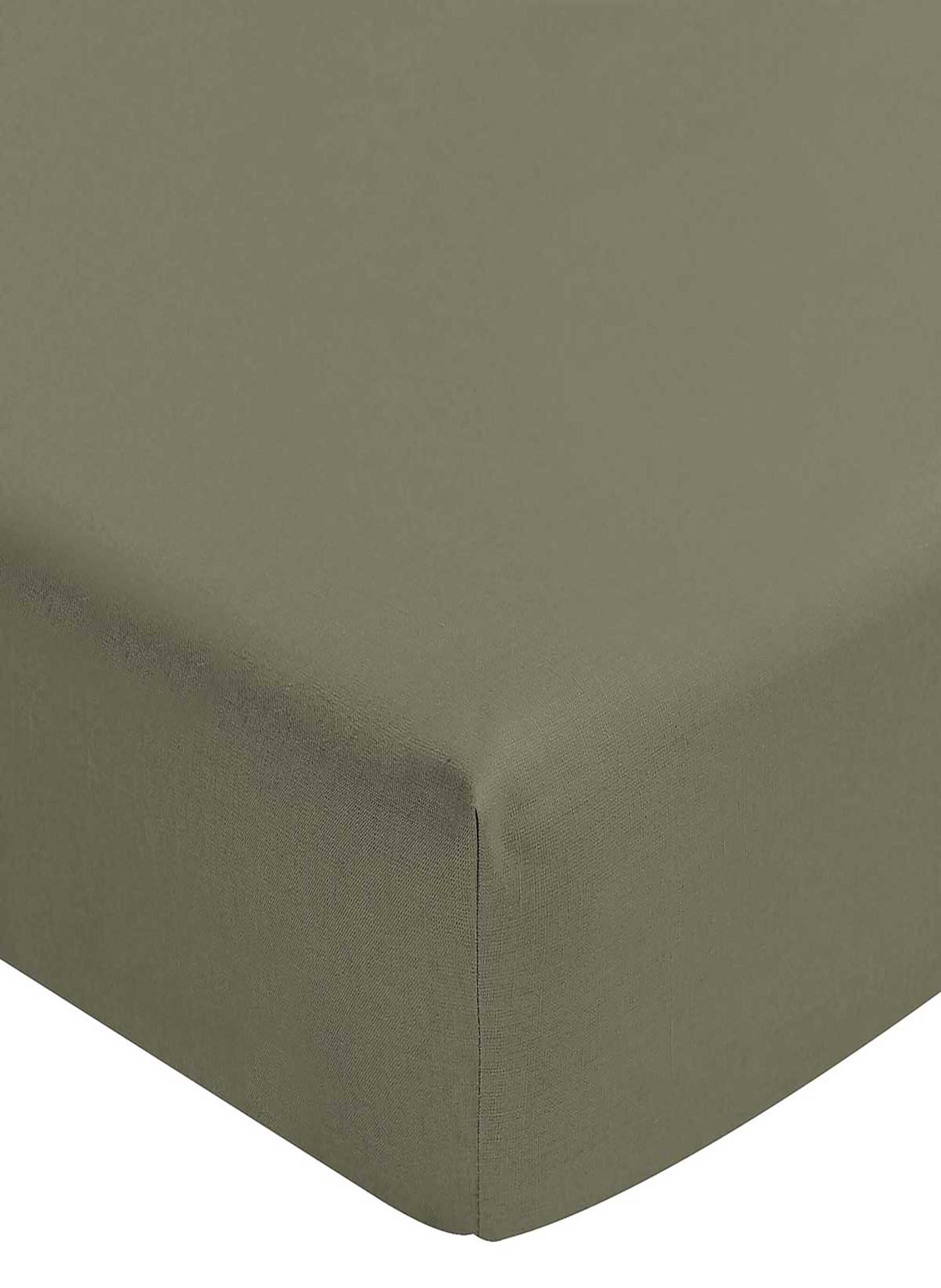 Drap housse uni en lin lavé, nouvelle vague ALEXANDRE TURPAULT Vert