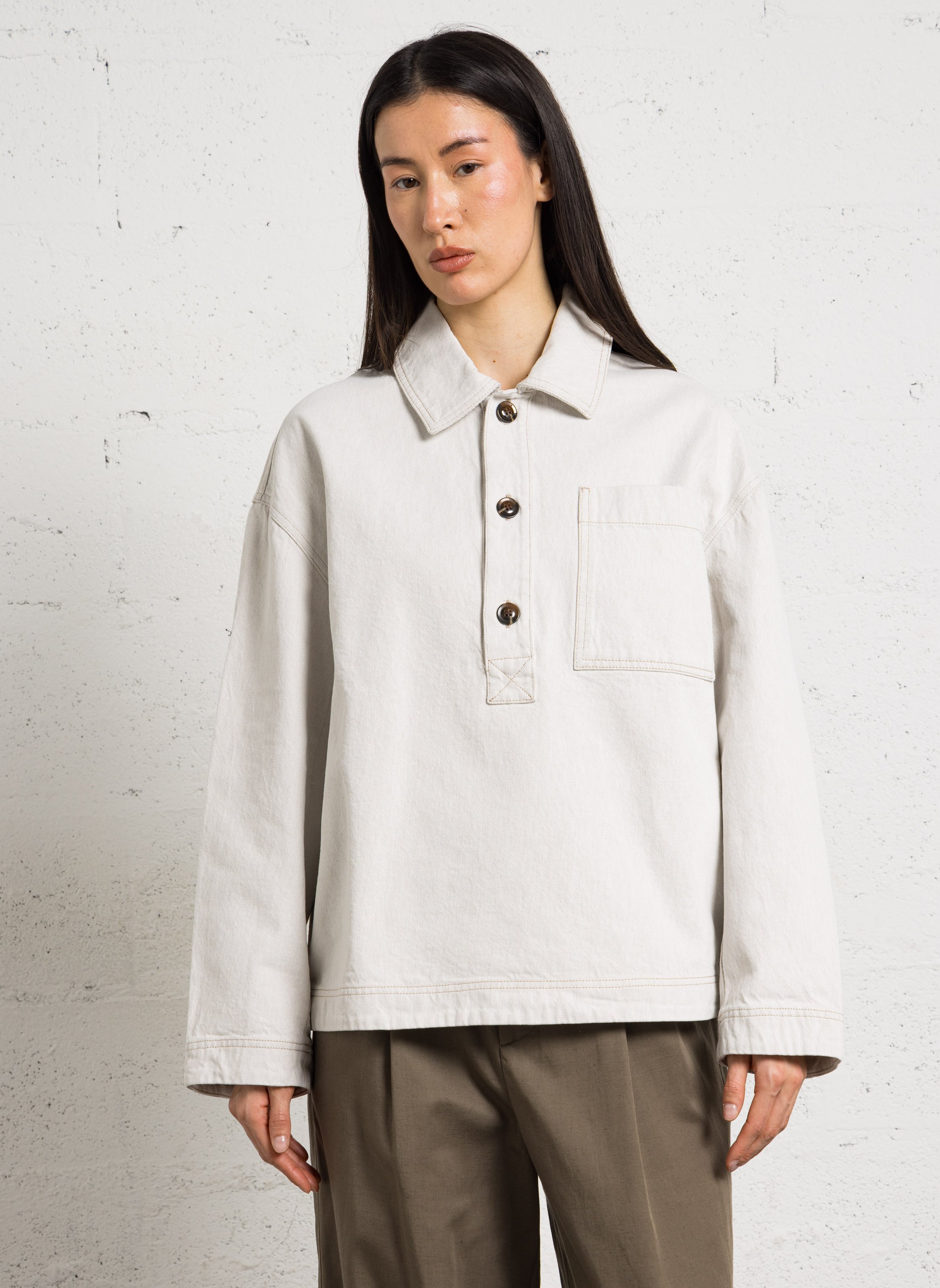 Surchemise ample en denim austin SOEUR Beige