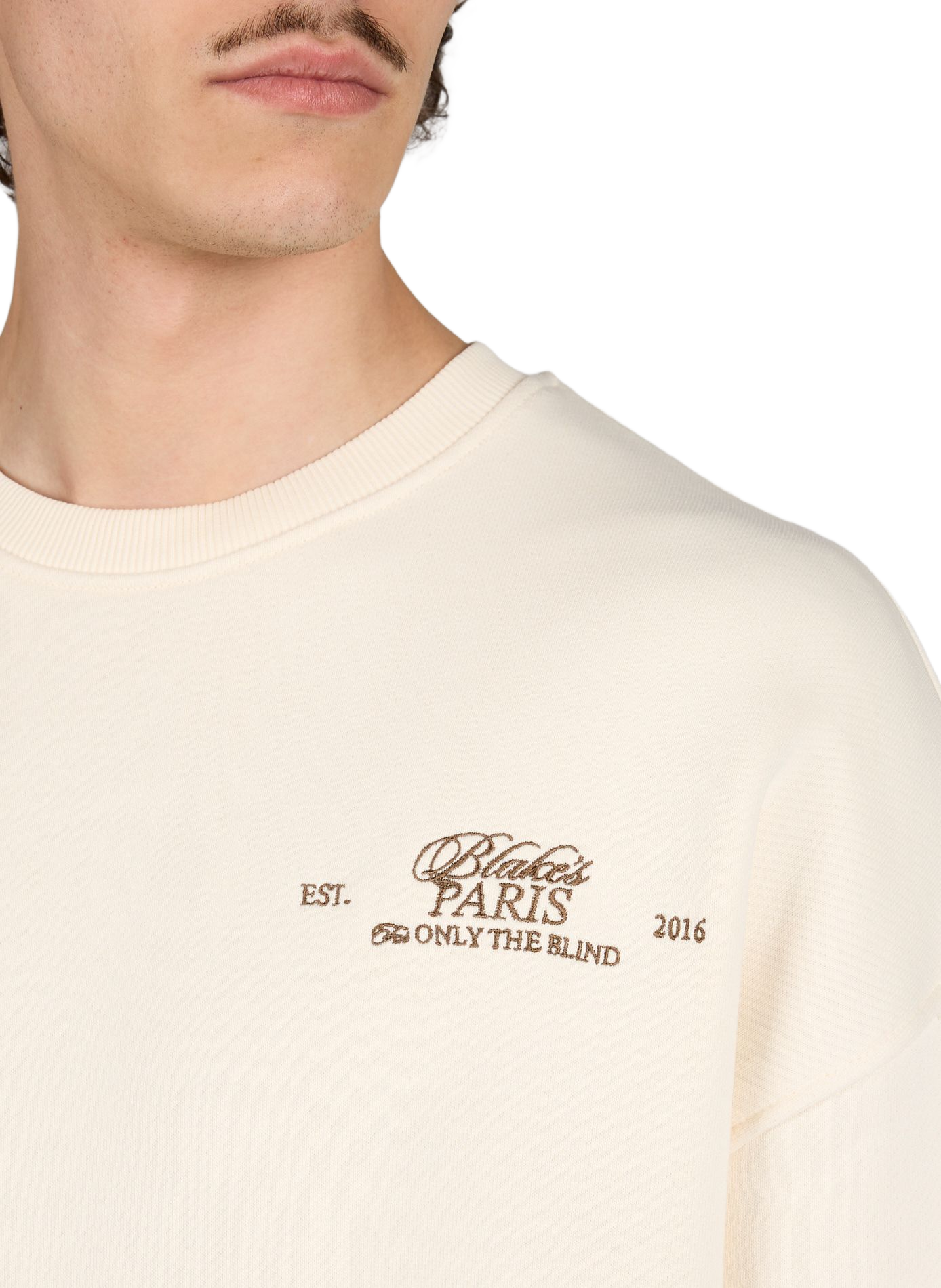 Felpa ricamata Breakfast at Blake in cotone ONLY THE BLIND Beige