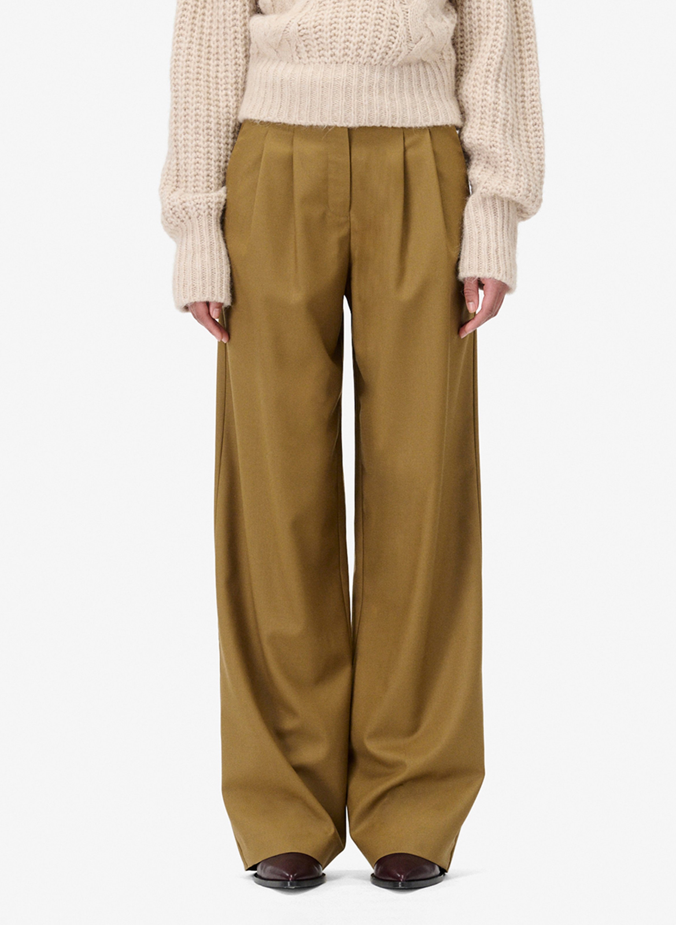 Pantalon droit en laine costane IRO Marron