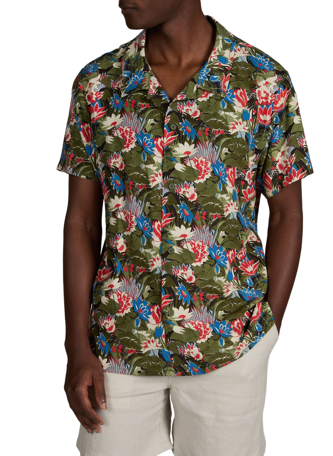 Straight short-sleeve floral shirt BOSS Multicolour