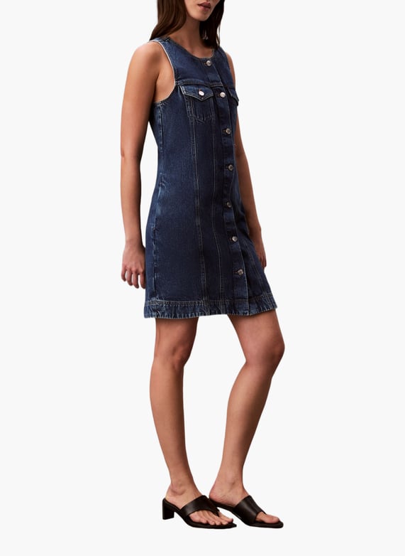 Sleeveless cotton denim dress Blue Calvin klein - Women | Printemps.com Sleeveless cotton denim dress Blue Calvin klein - Women | Printemps.com