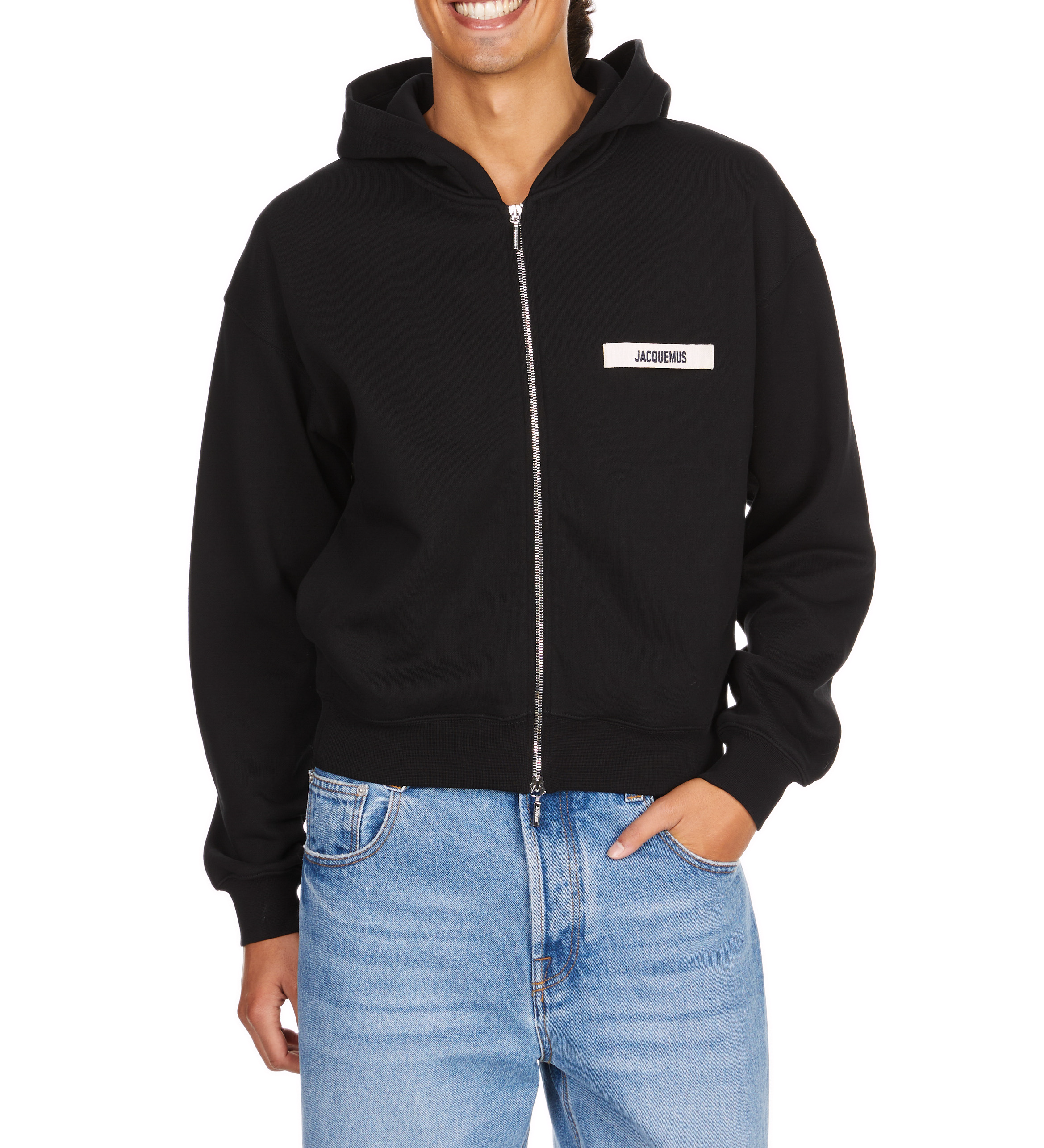 Cotton zip-up hoodie  JACQUEMUS Black