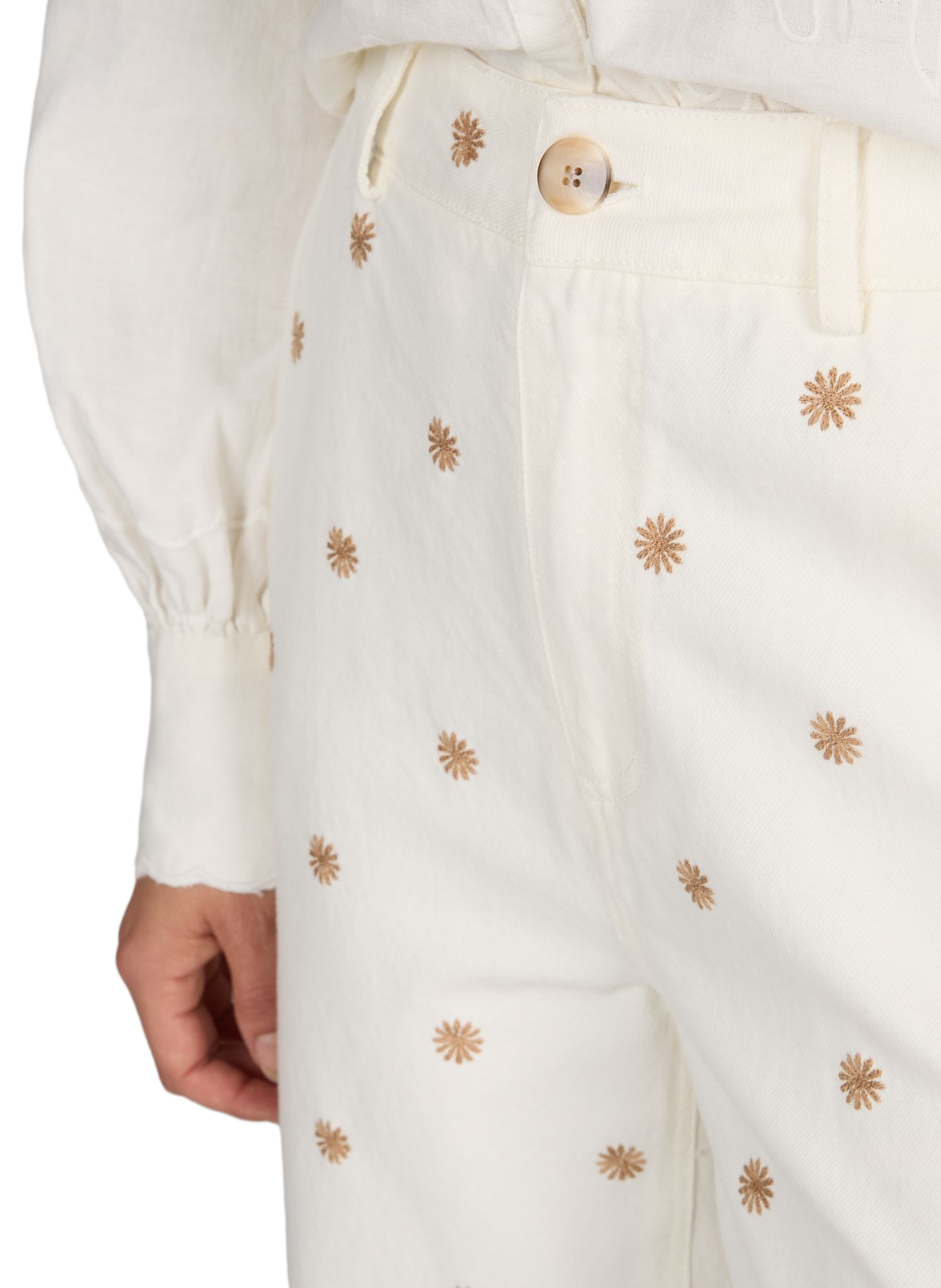 Embroidered Victorine cotton pants GARANCE White