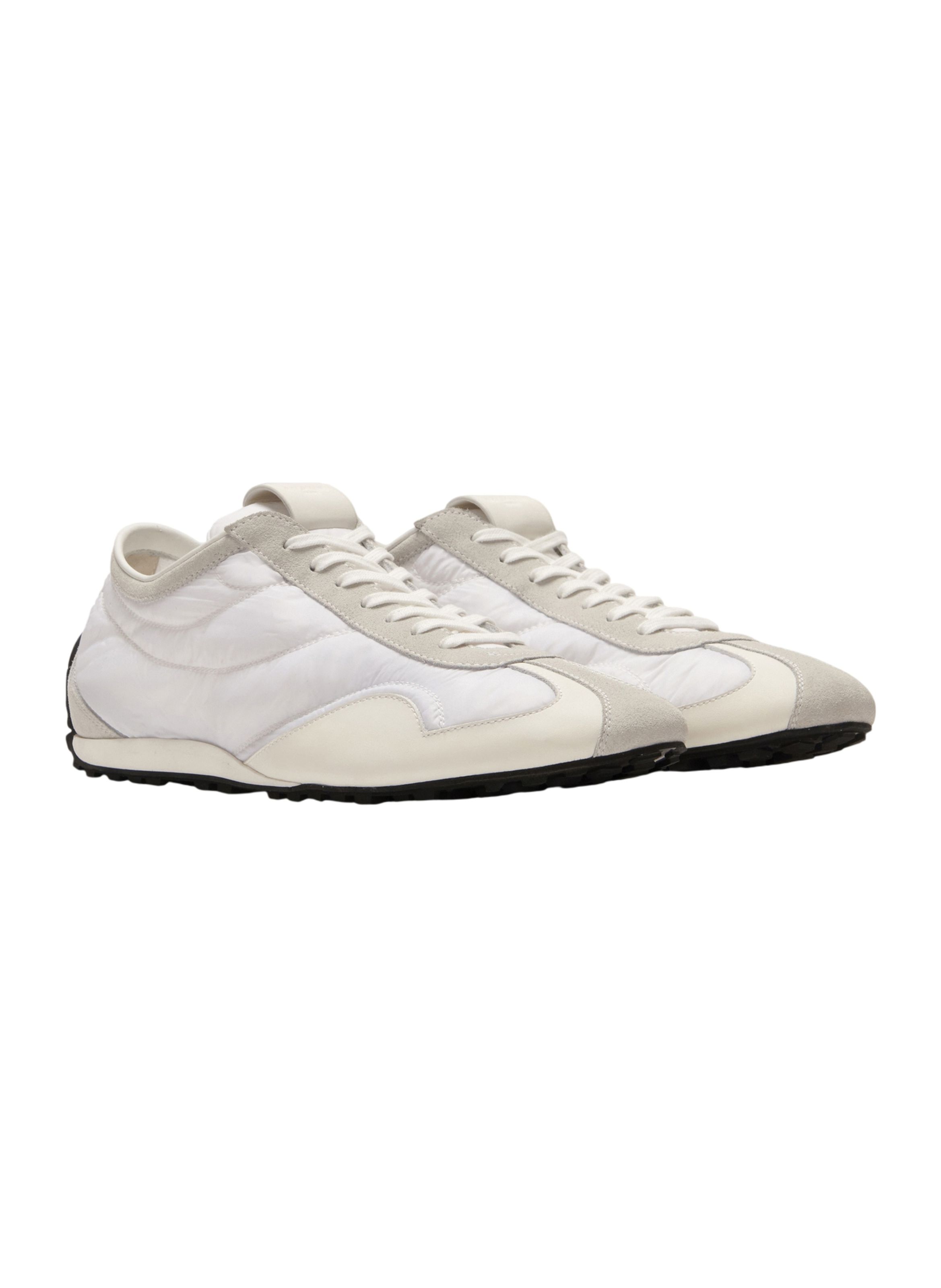 Baskets racing low en nylon et cuir BALMAIN Blanc