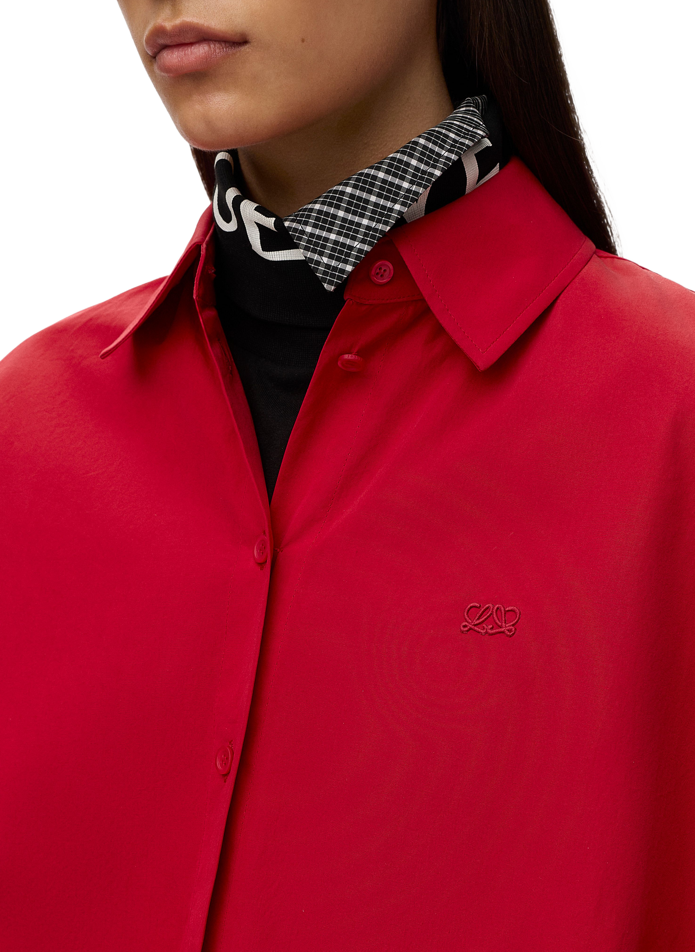 Chemise trapèze à manches courtes en coton LOEWE Rouge