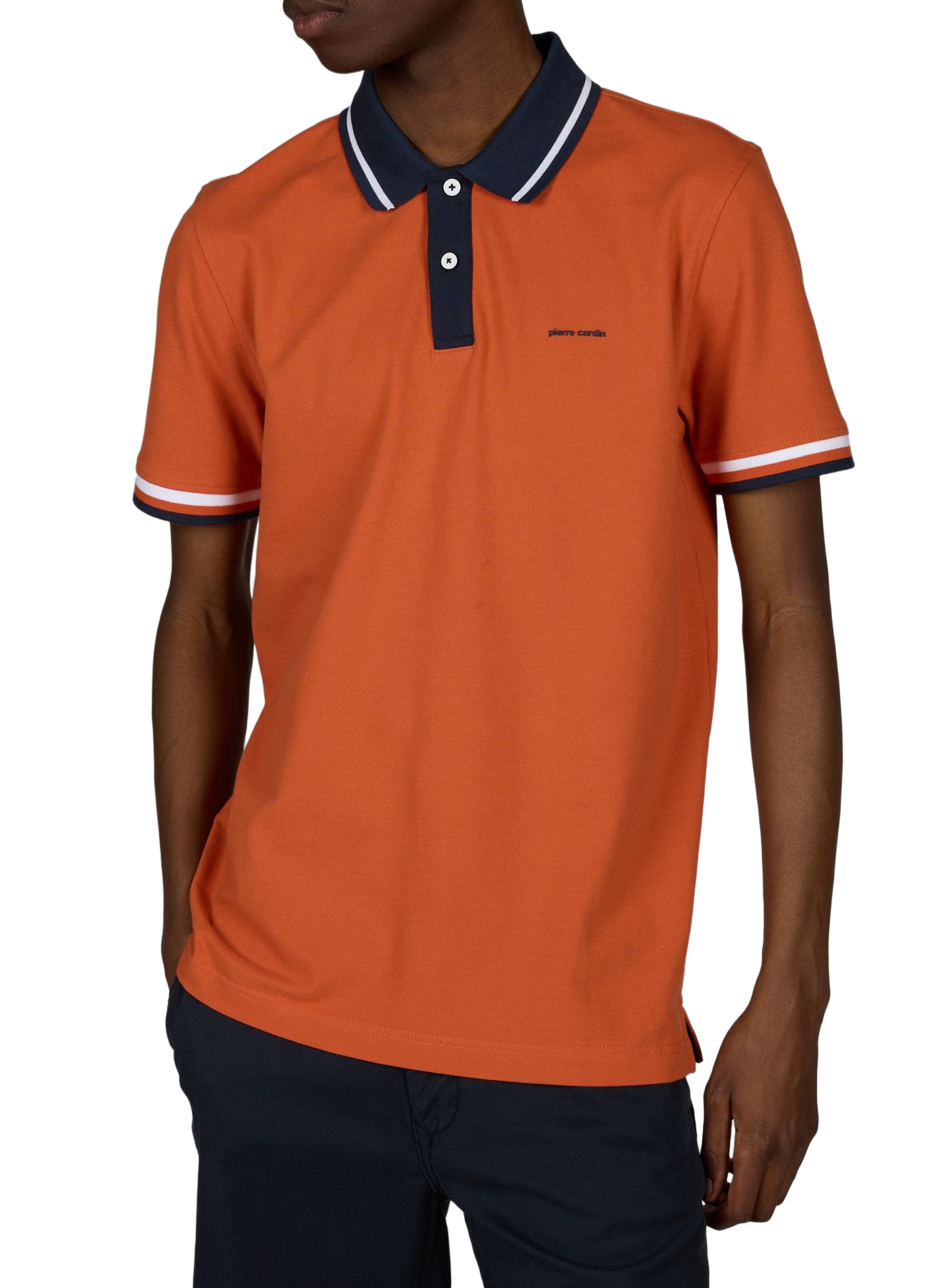 Polo à col contrastant en coton  PIERRE CARDIN Orange
