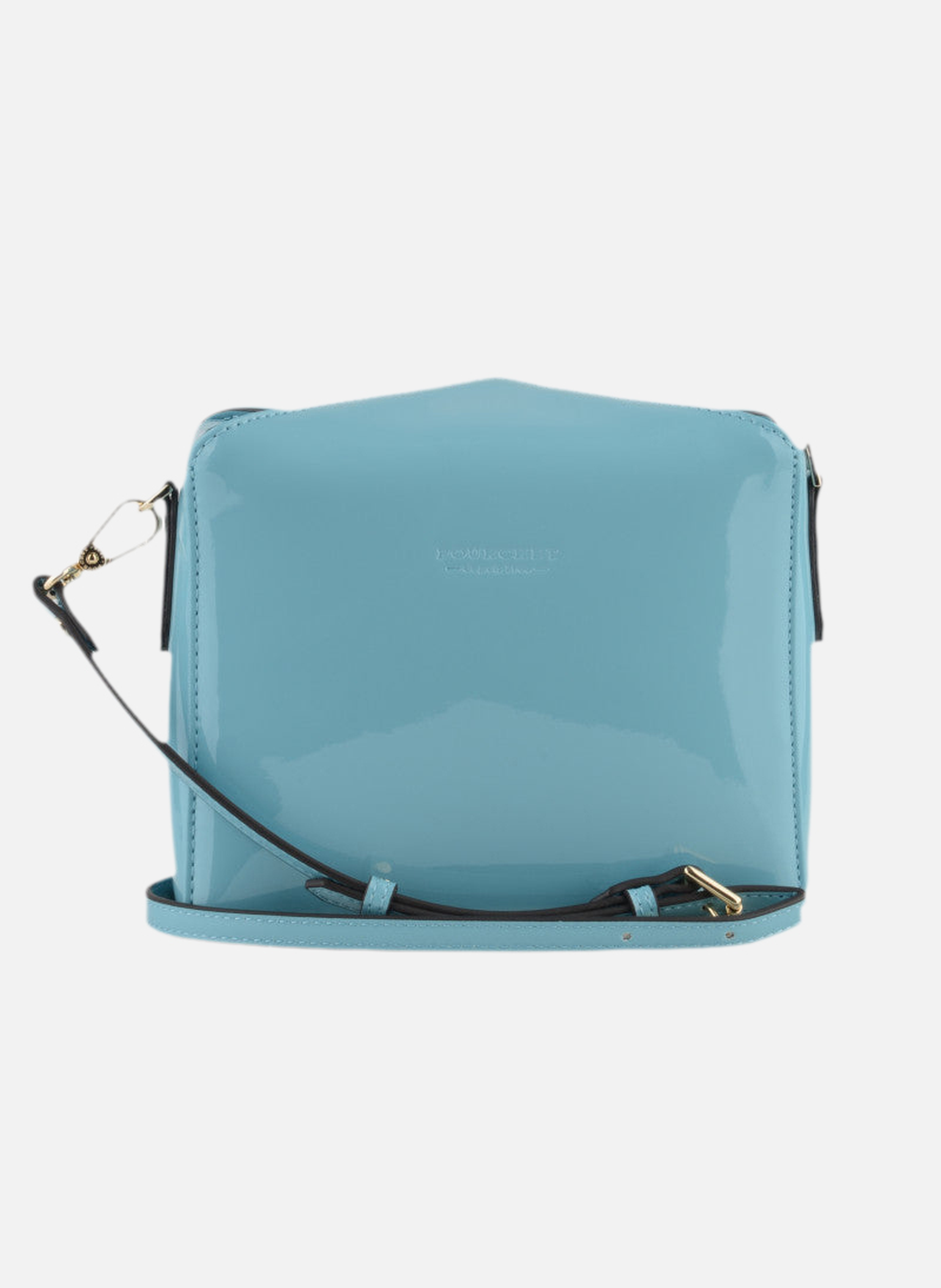 Cassetta vernis | sac porté épaule en cuir de vachette | Bleu POURCHET Femme
