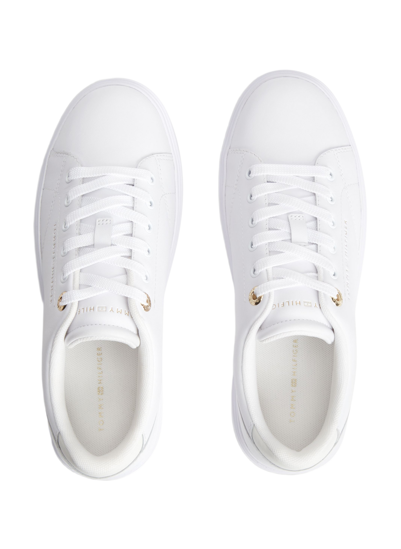 Baskets unies à logo brodé en cuir TOMMY HILFIGER Blanc